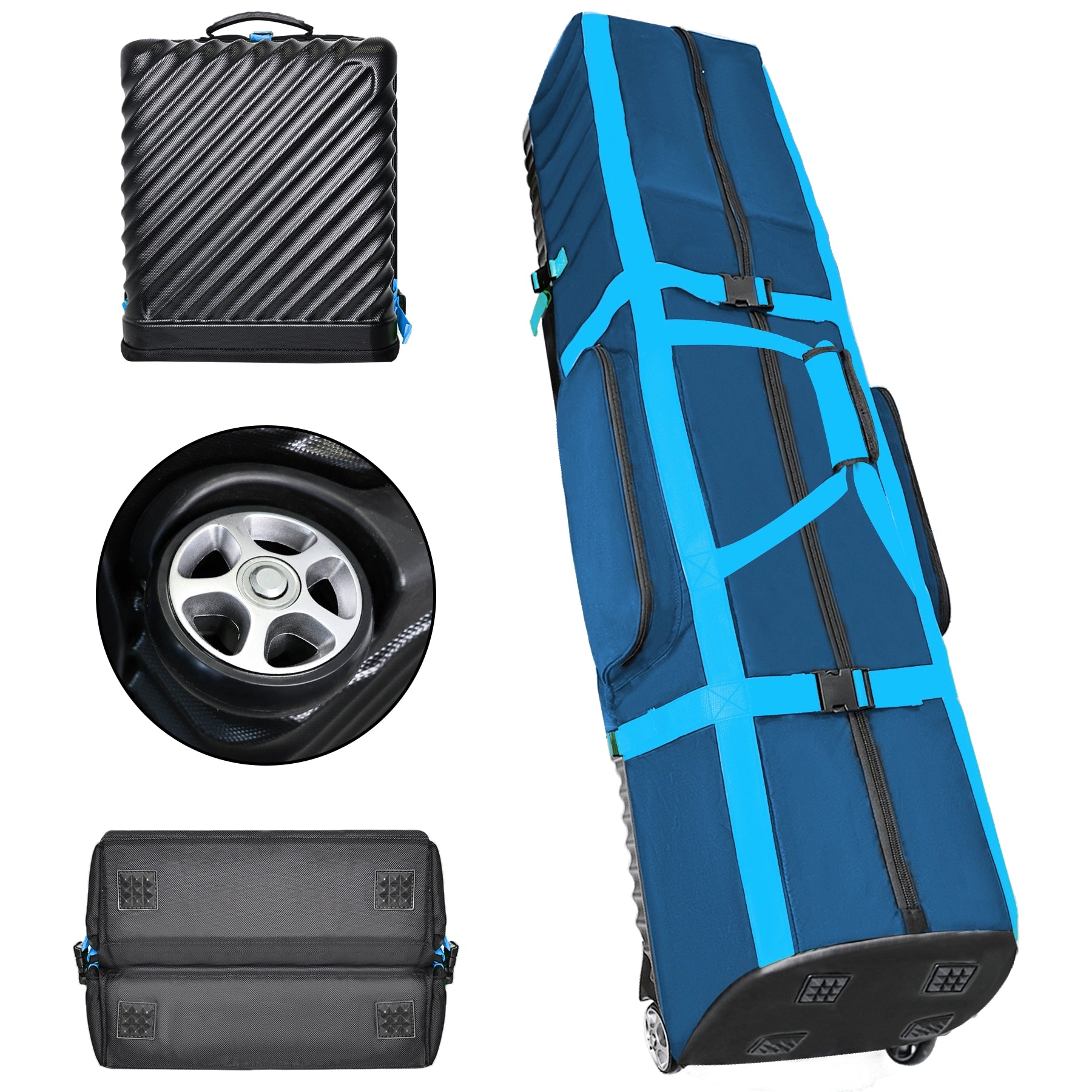 Blue Yamato Foldable Golf Travel Case - Lightweight Hard Shell Golf Bag for Travel Protection