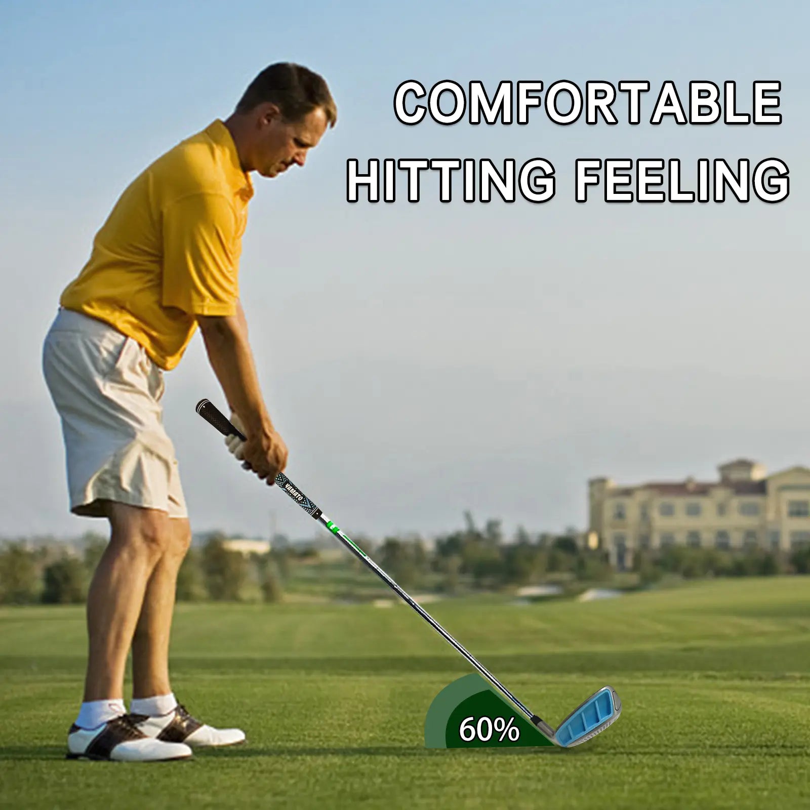 Golfer Hitting with YAMATO Golf Chipper – 60% Grass Composition