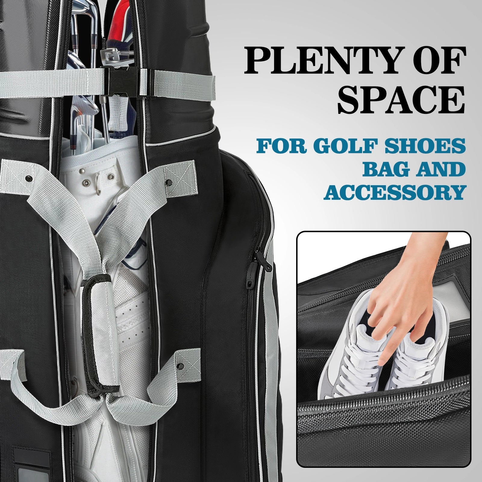 Yamato golf travel bag interior - Thick foam padding and adjustable straps for club security