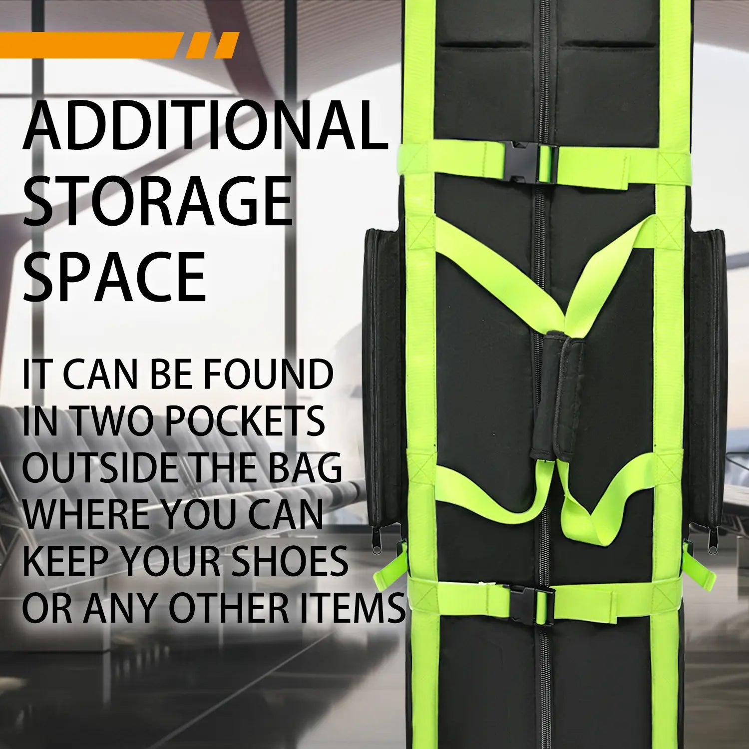 Yamato golf travel case exterior zippered pocket - Secure storage for golf balls, tees and valuables during travel