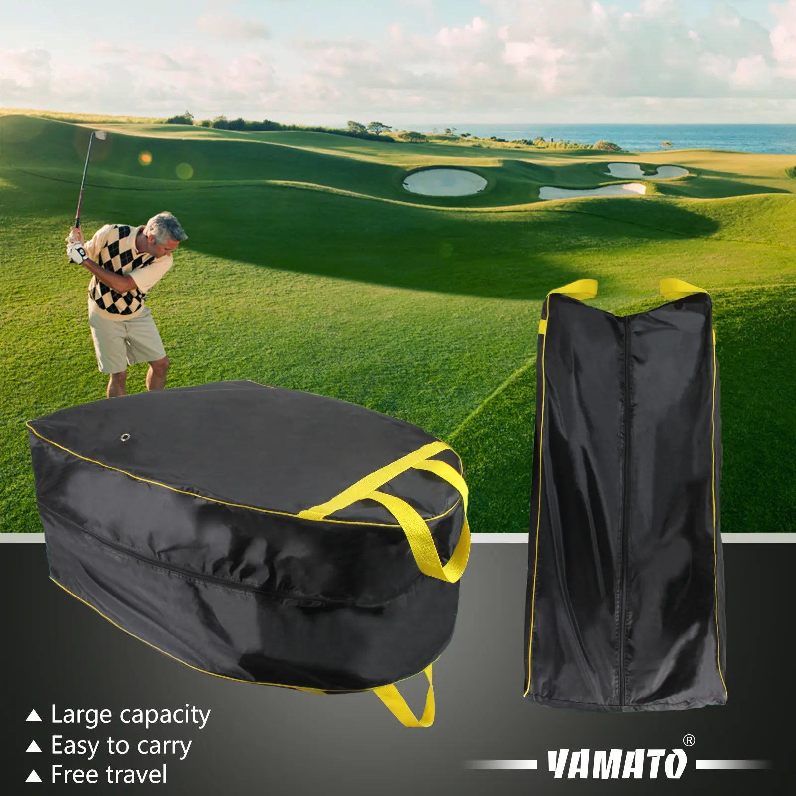 Yamato golf storage bag fully packed - Fits 30 balls, 10 tees, umbrella and more