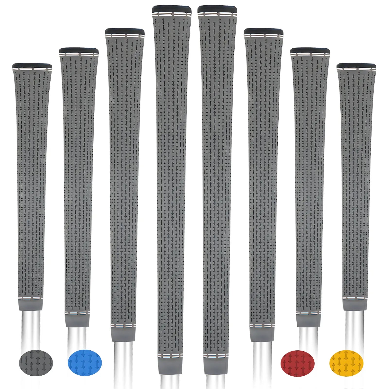 Yamato Single-Color Gray Golf Grips 8-Pack – Soft, Non-Slip Grip