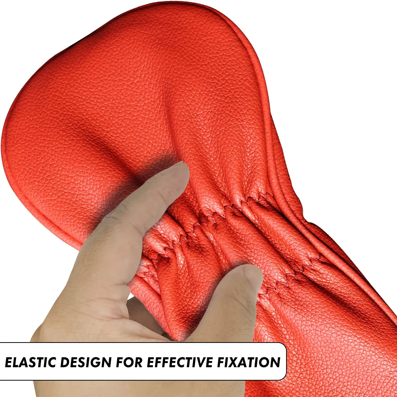 Back view of Yamato red lion golf head cover with elastic band for secure fit