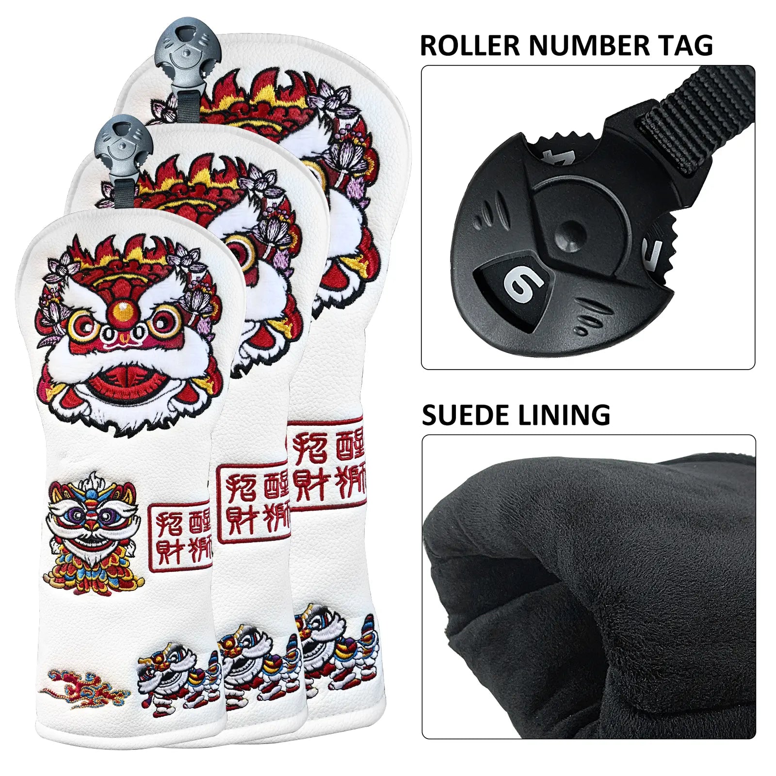 Rotating dial number tag on Yamato lion head cover for easy club identification