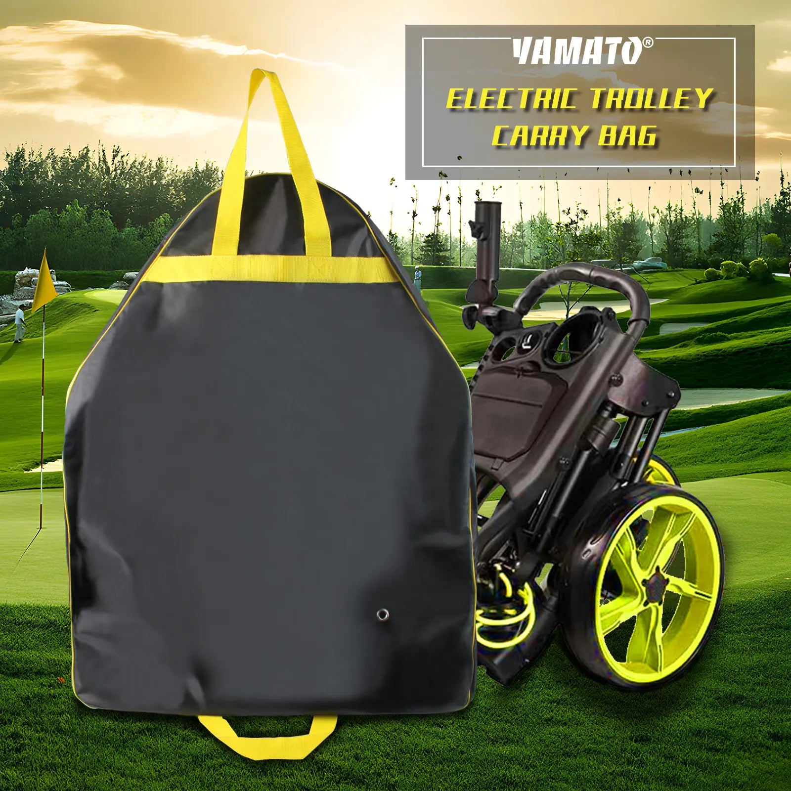 Yamato storage bag mounted on golf push cart - Perfect accessory organizer for rounds