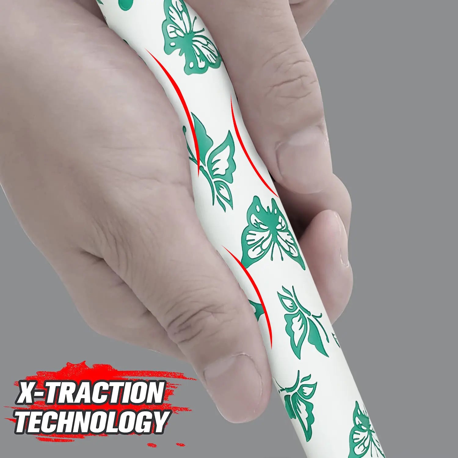Texture details of Yamato women's golf grips white green butterfly