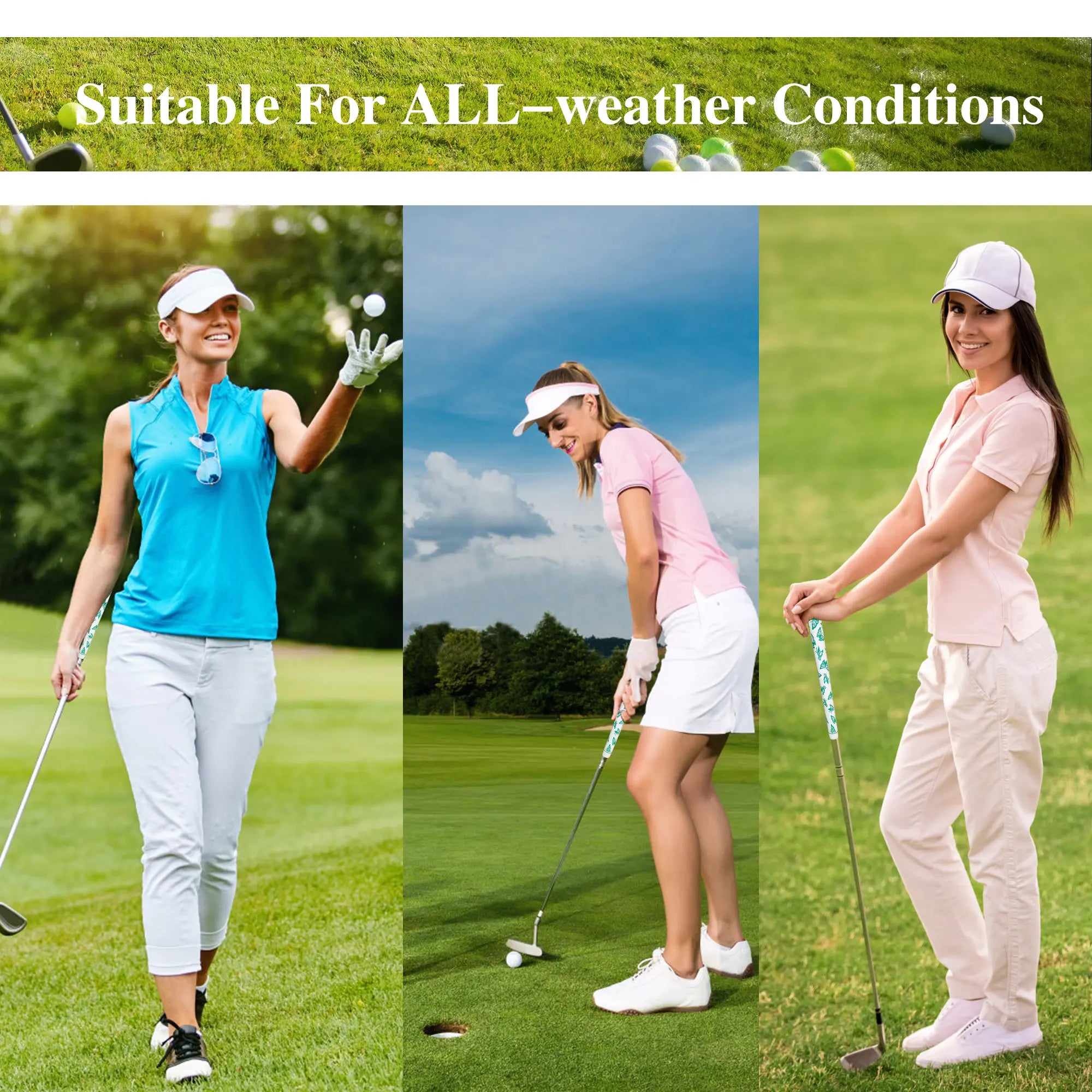 Yamato women's golf grip white green butterfly in action on golf course