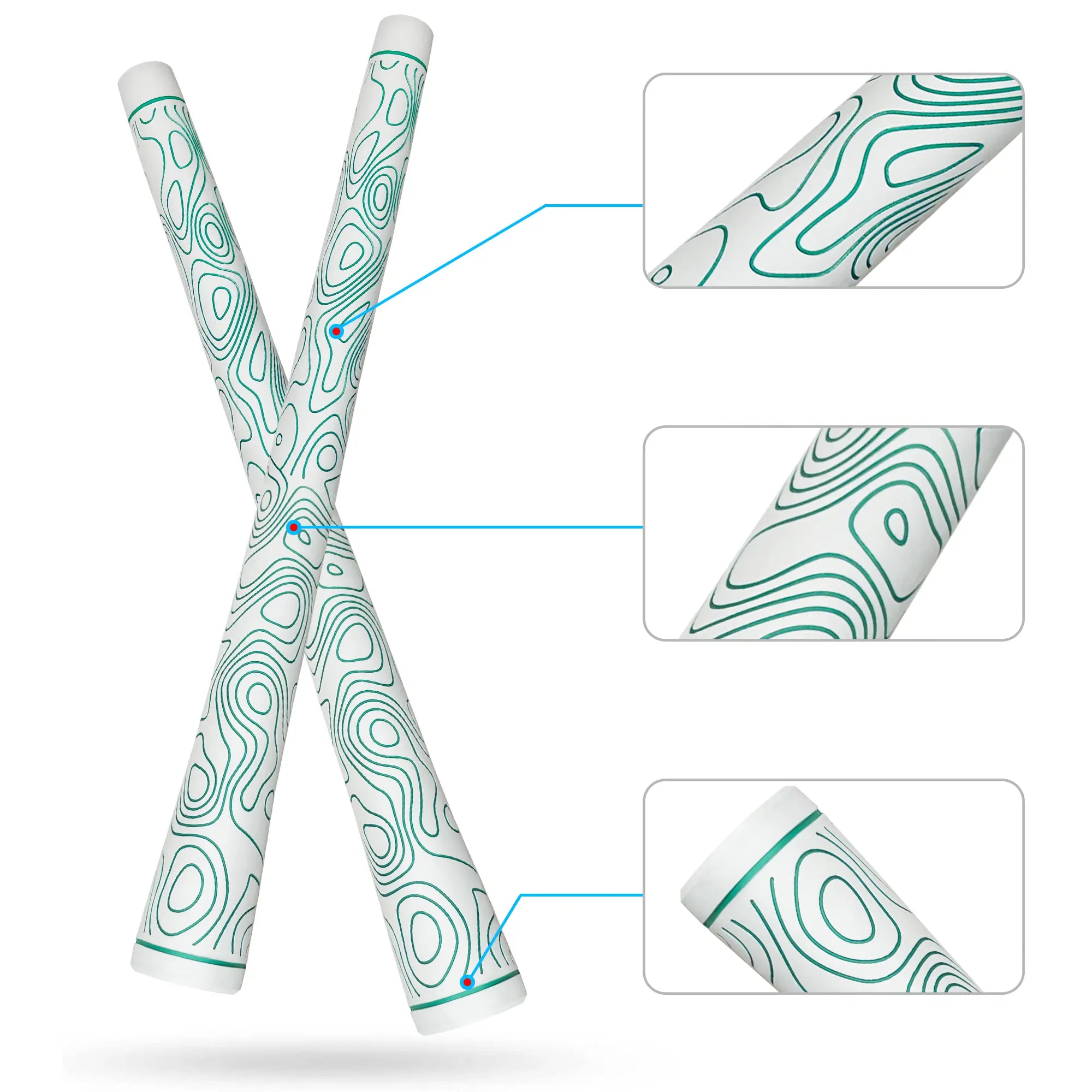 Close-up of Yamato women's golf grip white green wave three-segment design