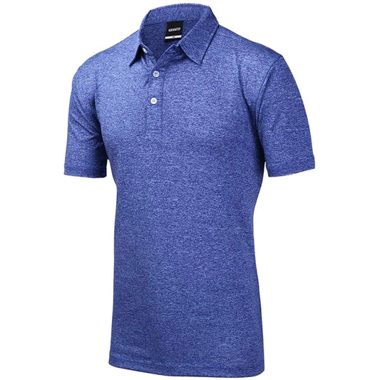Side view of Yamato Men's Slim Fit Golf Polo in blue, showing slim fit silhouette.