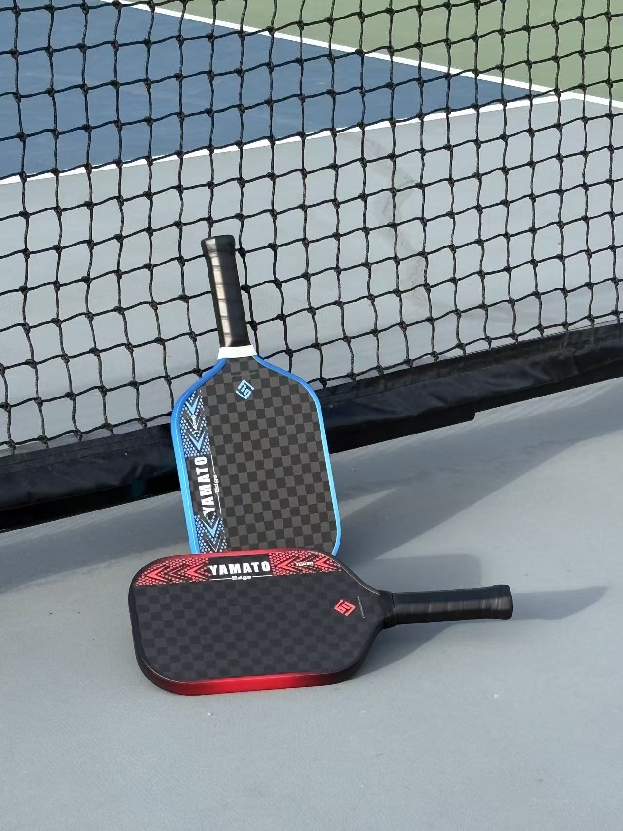 YAMATO Edge Raw Carbon Fiber Pickleball Paddle (Blue) - 12K Toray Carbon Face, 100% Engineered Foam Core, Elongated Thermoformed Control Racket (14mm / 16mm Available)