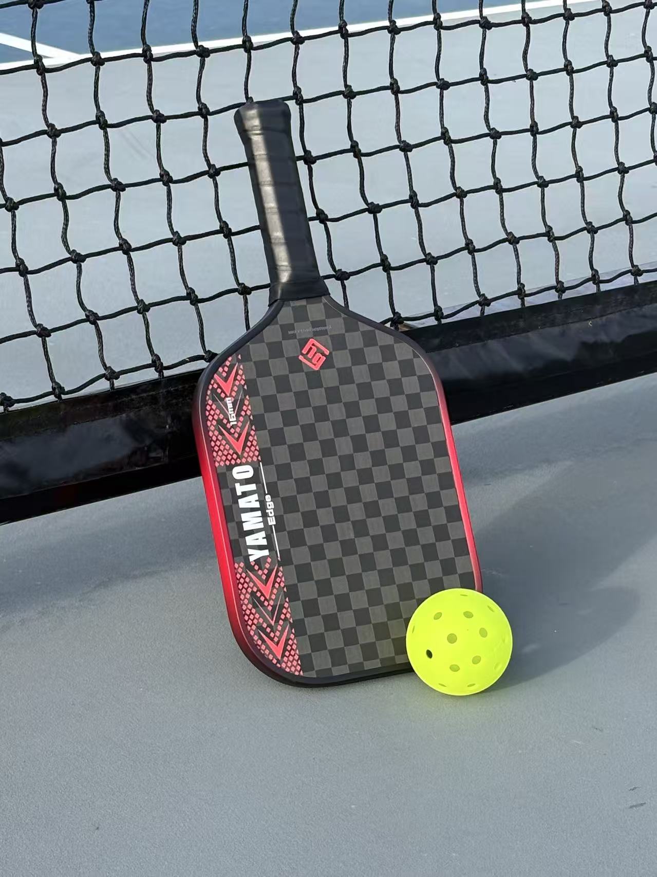 YAMATO Edge Raw Carbon Fiber Pickleball Paddle (Red) - 12K Toray Carbon Face, 100% Engineered Foam Core, Elongated Thermoformed Power Racket (14mm / 16mm Available)
