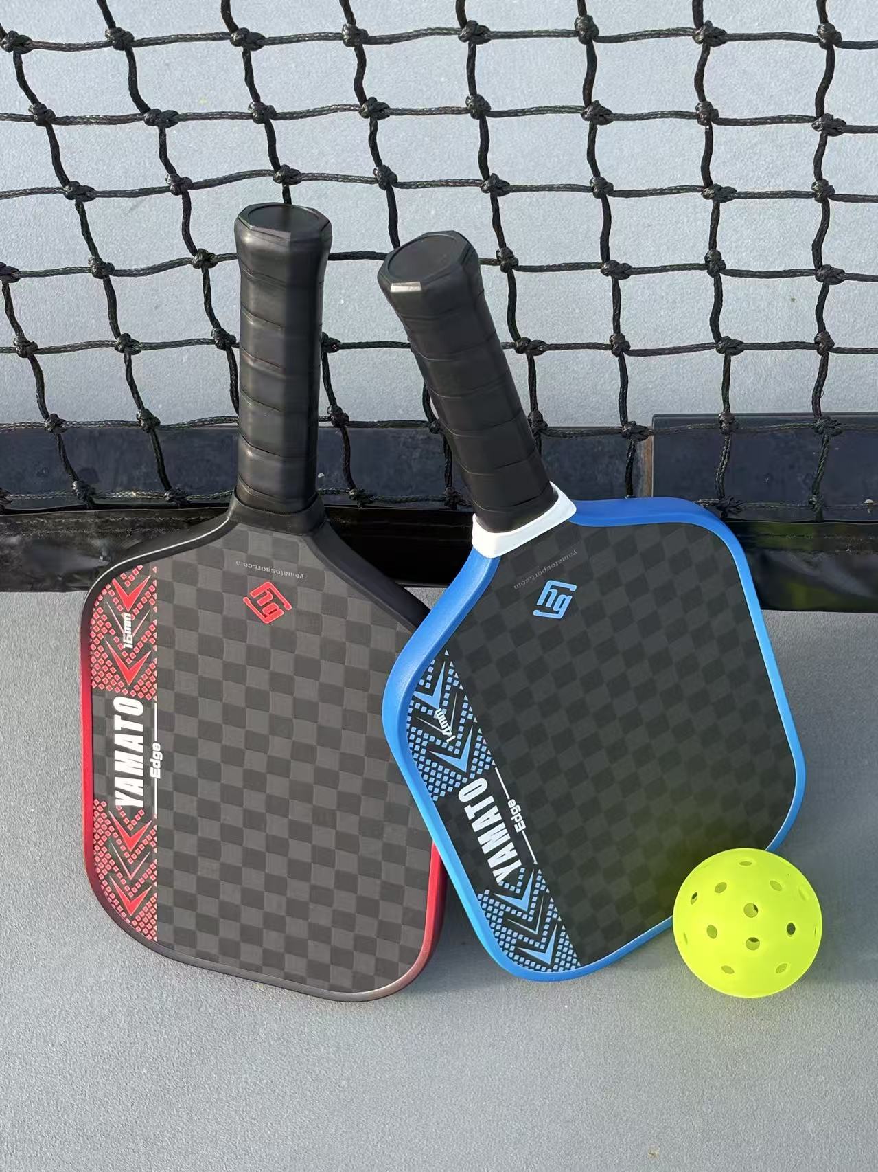 YAMATO Edge Raw Carbon Fiber Pickleball Paddle (Red) - 12K Toray Carbon Face, 100% Engineered Foam Core, Elongated Thermoformed Power Racket (14mm / 16mm Available)