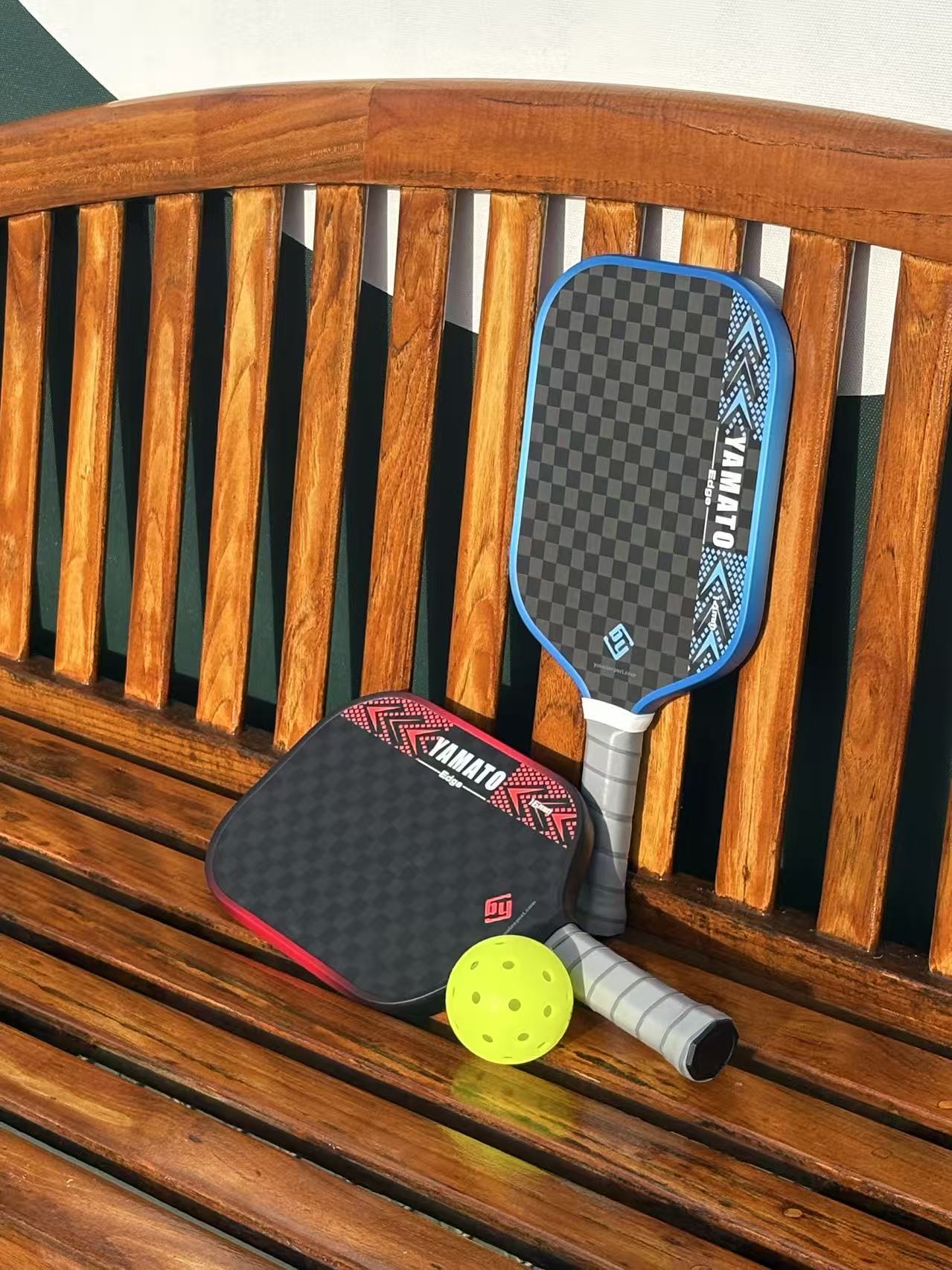 YAMATO Edge Raw Carbon Fiber Pickleball Paddle (Blue) - 12K Toray Carbon Face, 100% Engineered Foam Core, Elongated Thermoformed Control Racket (14mm / 16mm Available)