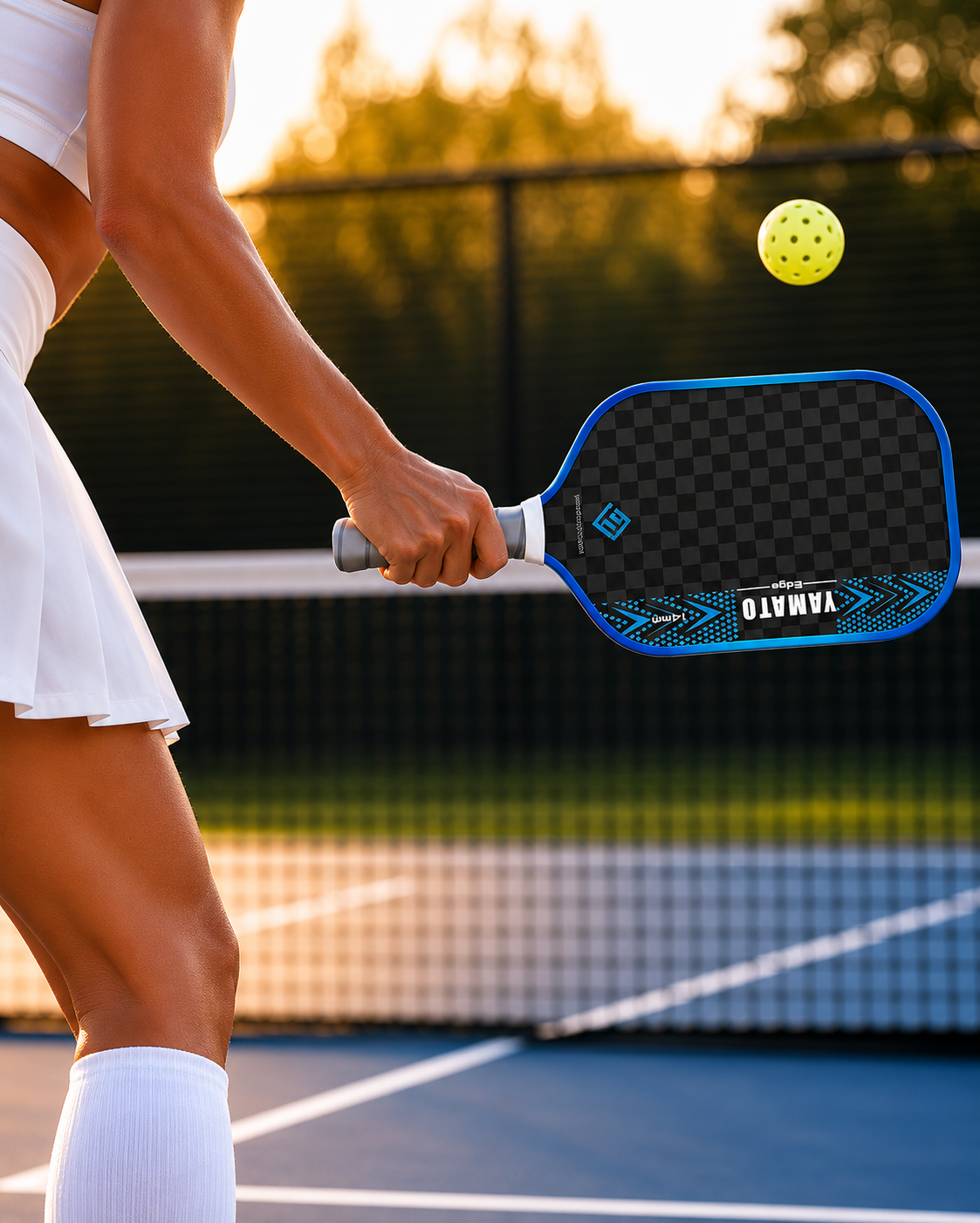 YAMATO Edge Raw Carbon Fiber Pickleball Paddle (Blue) - 12K Toray Carbon Face, 100% Engineered Foam Core, Elongated Thermoformed Control Racket (14mm / 16mm Available)