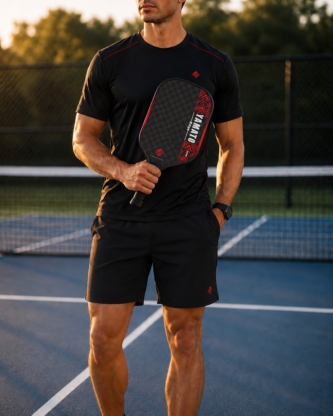 YAMATO Edge Raw Carbon Fiber Pickleball Paddle (Red) - 12K Toray Carbon Face, 100% Engineered Foam Core, Elongated Thermoformed Power Racket (14mm / 16mm Available)