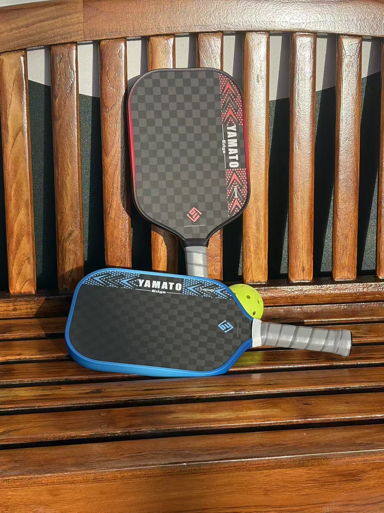 YAMATO Edge Raw Carbon Fiber Pickleball Paddle (Red) - 12K Toray Carbon Face, 100% Engineered Foam Core, Elongated Thermoformed Power Racket (14mm / 16mm Available)
