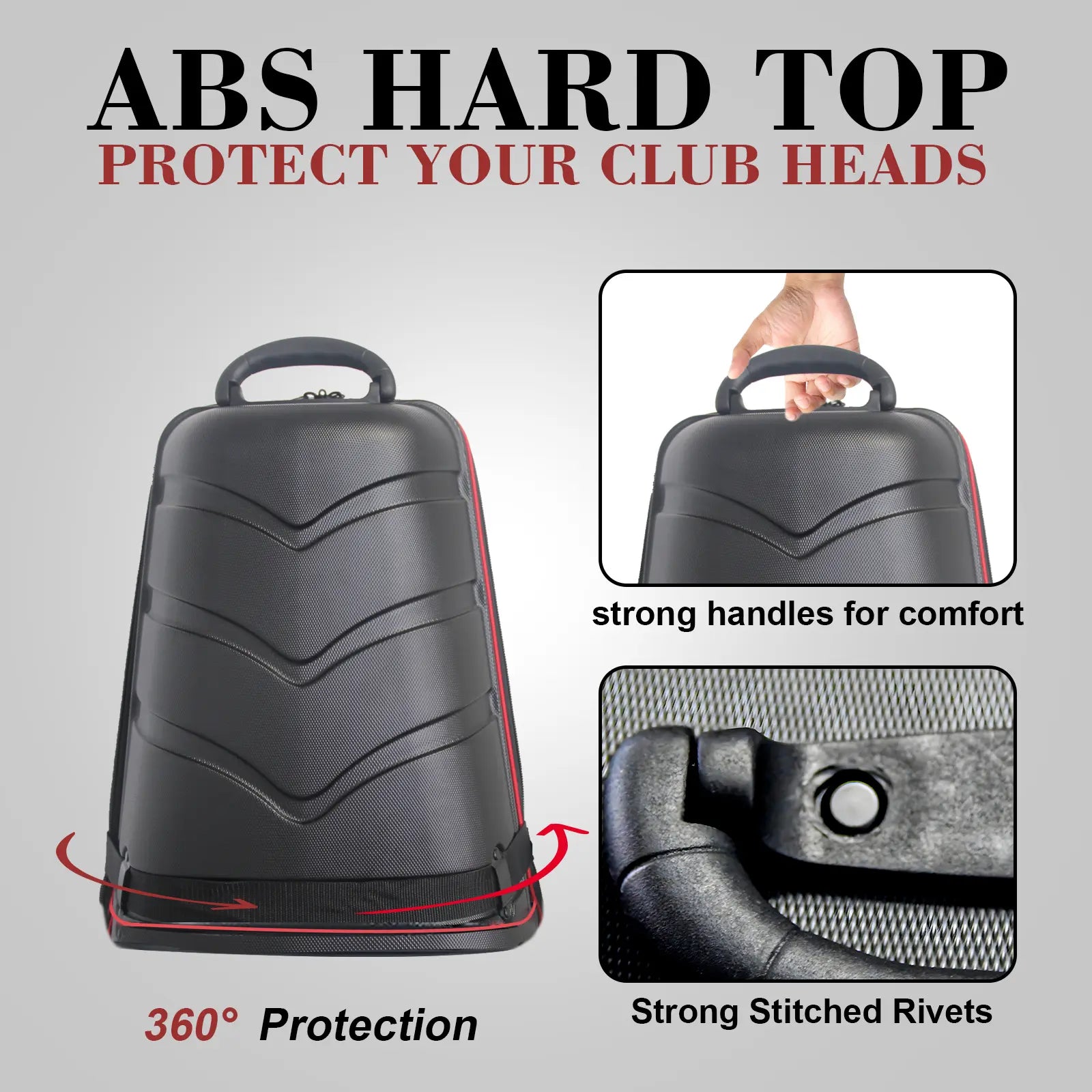 Close-up of Yamato foldable golf bag ABS shell - Scratch-resistant and shatterproof