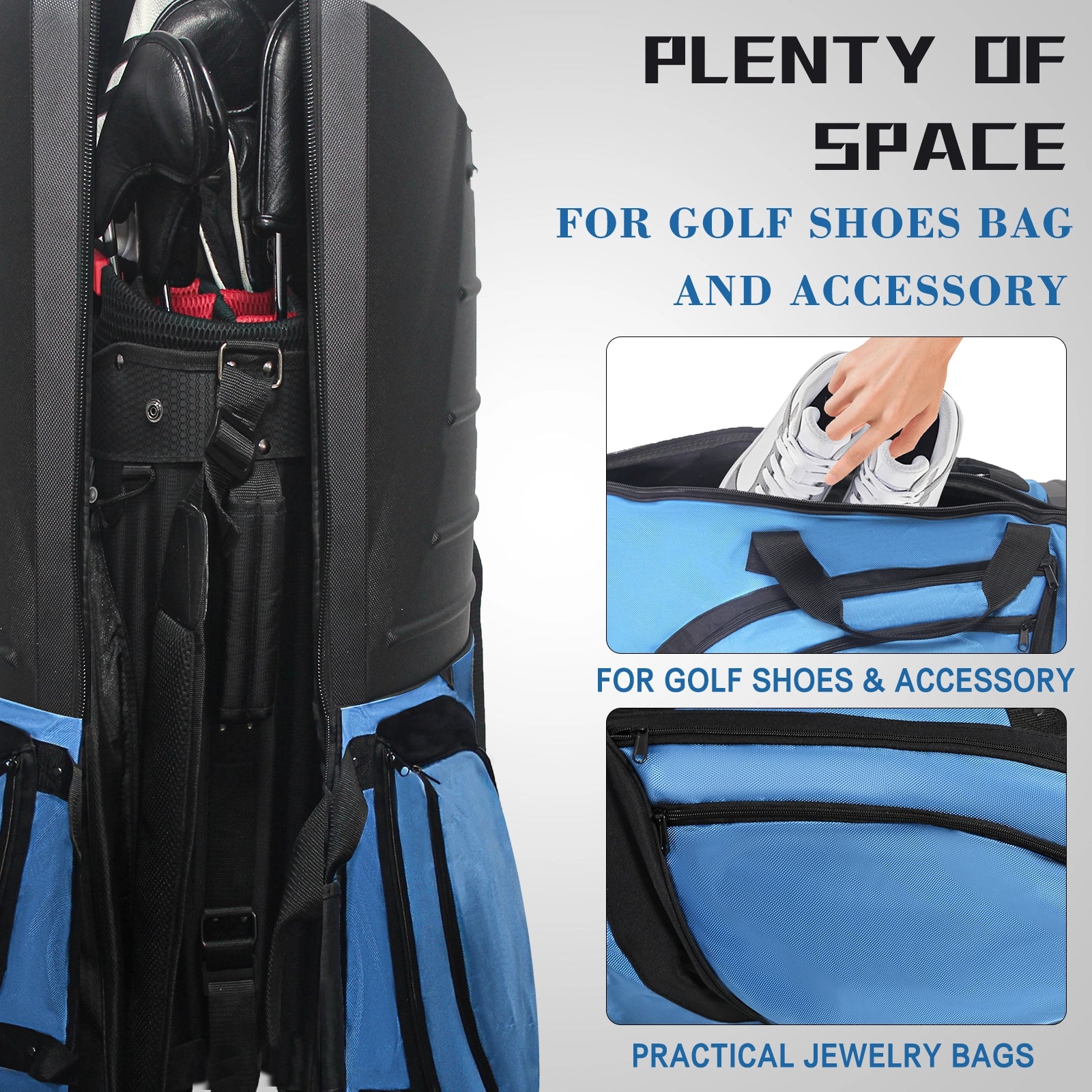 Yamato golf case interior with adjustable padded straps - Secure club organization