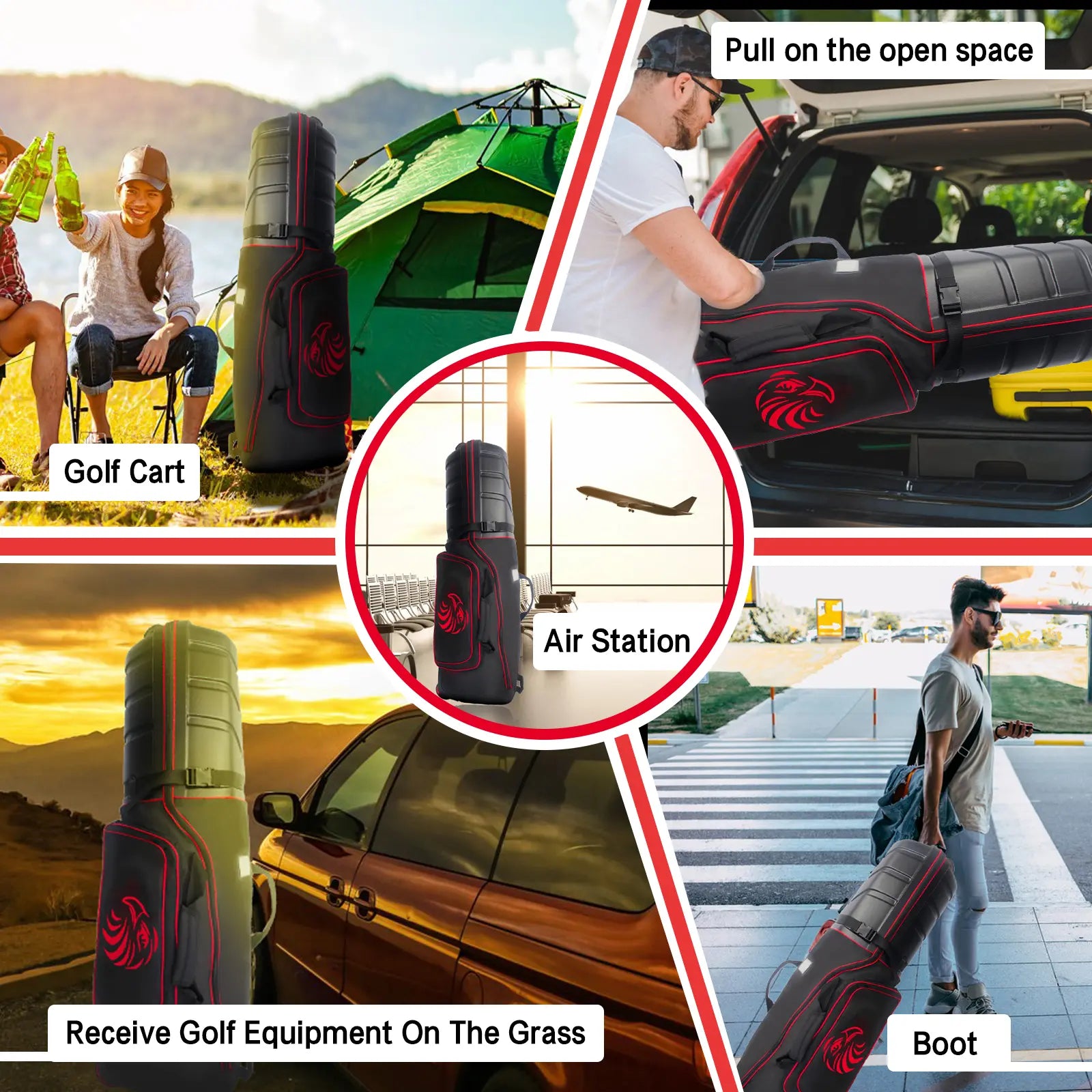 Yamato foldable golf bag at airport check-in - Expands to meet airline size limits