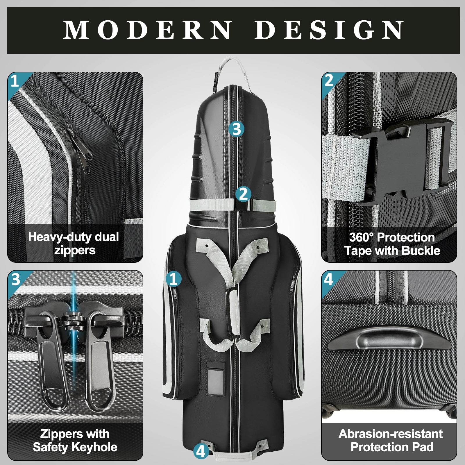 Yamato golf travel bag waterproof zipper - Sealed protection against rain and dust