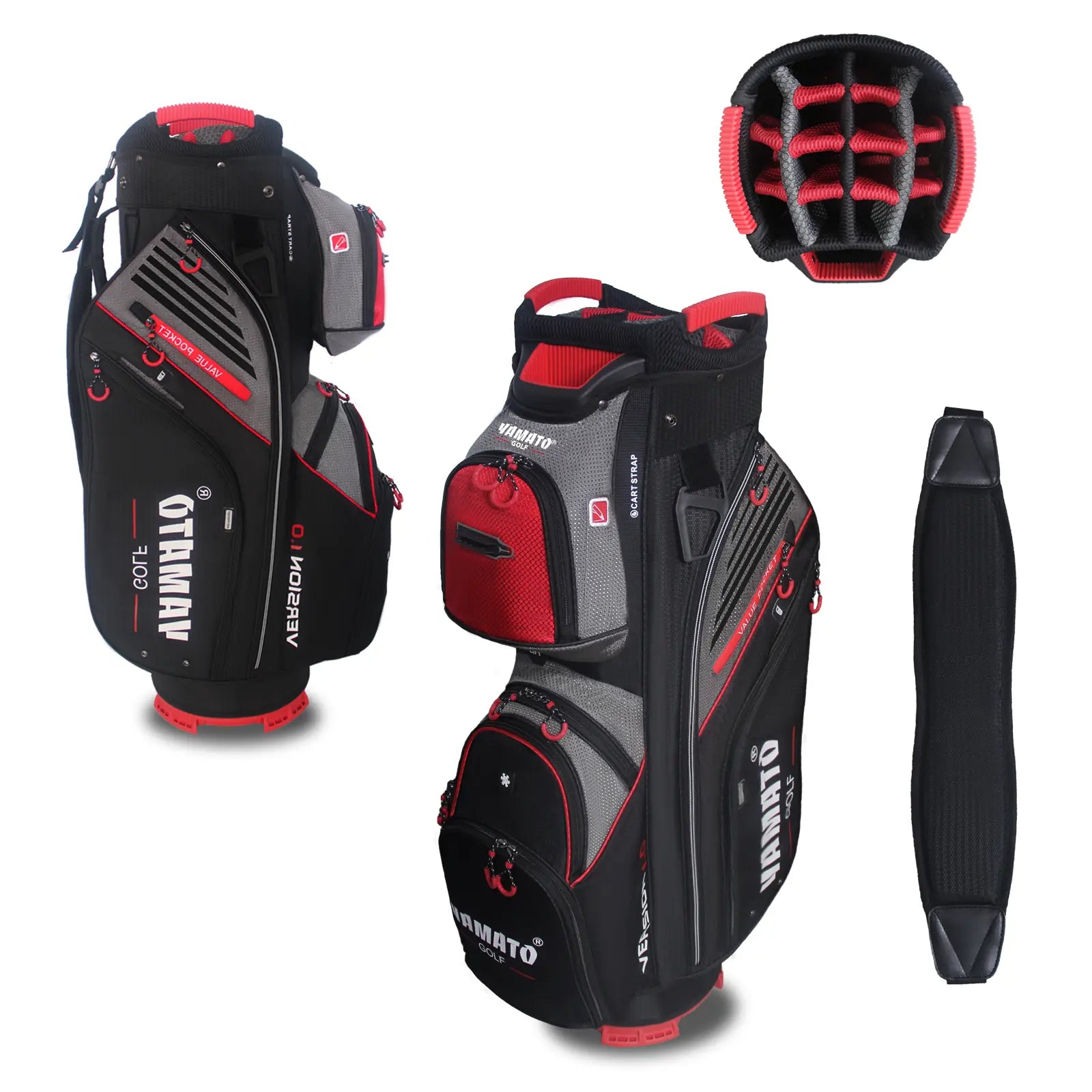 Yamato Golf Cart Bag – 14 Way Lightweight Organizer with Rain Cover