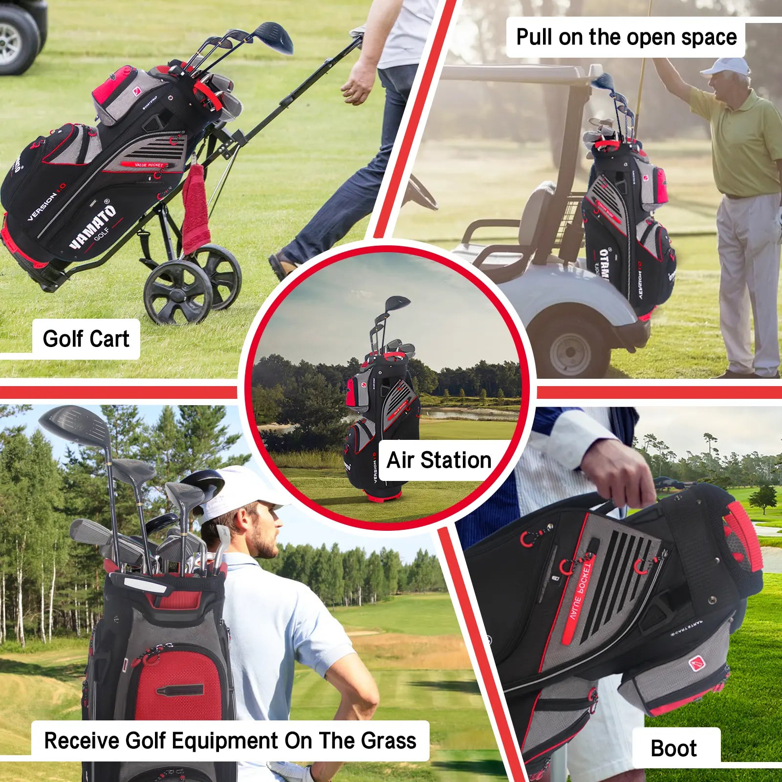 Yamato Golf Cart Bag – 14 Way Lightweight Organizer with Rain Cover