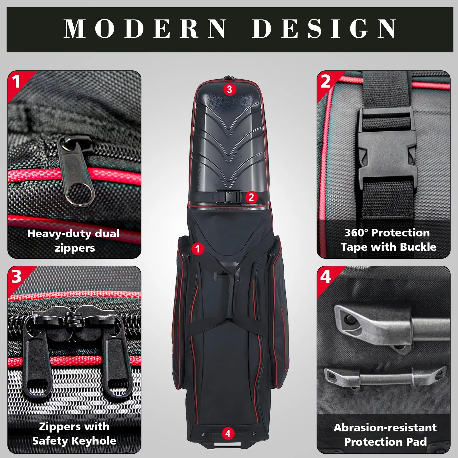 Yamato golf bag waterproof double-seal zipper - Rain and dust protection