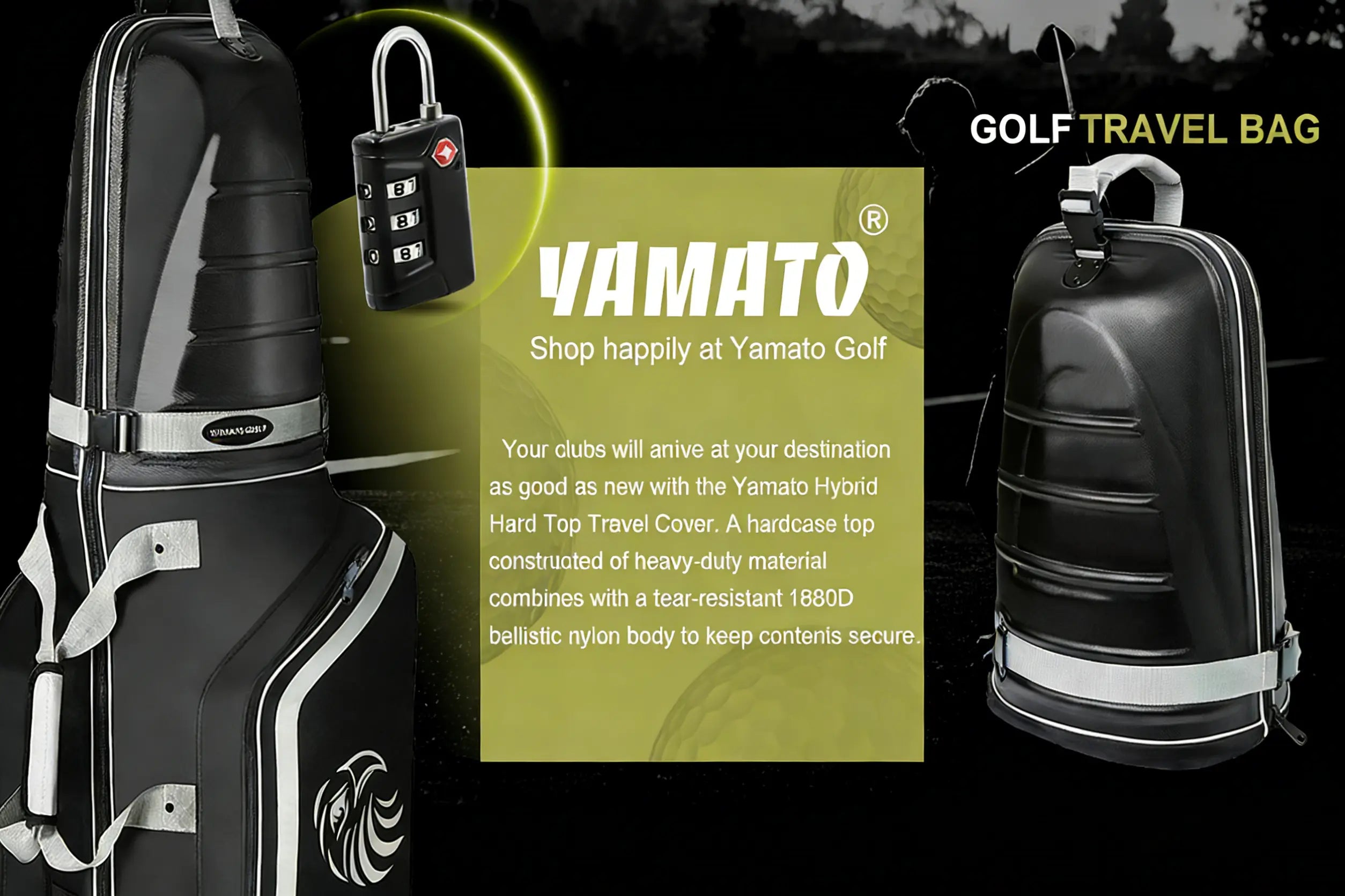 Yamato Golf Travel Bag with ABS Hard Shell & Inline Skate Wheels