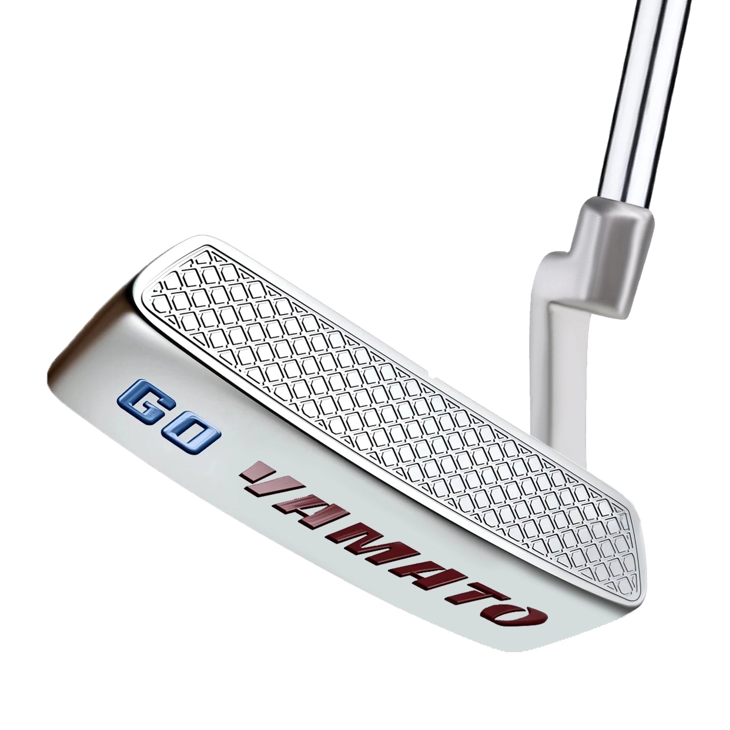 Close-up of Yamato blade putter’s milled grooved face for improved feel.