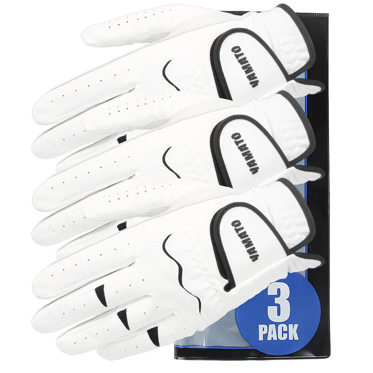 Yamato 3-Pack Men's Golf Gloves – Cabretta Leather, Left & Right Hand