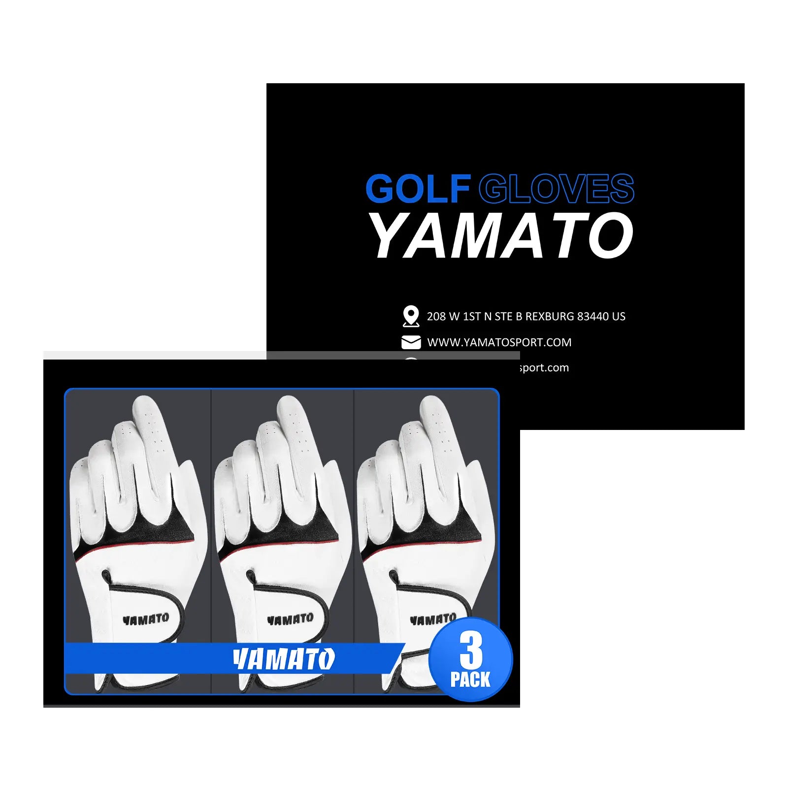 Yamato golf gloves retail packaging, front view with branding