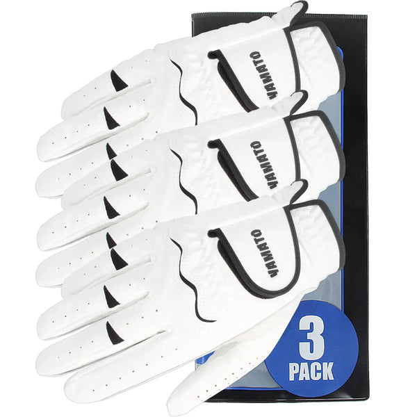 Yamato 3-Pack Men's Golf Gloves – Cabretta Leather, Left & Right Hand