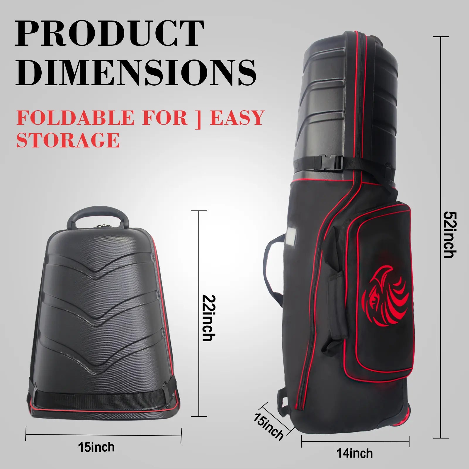 Yamato golf bag folded size (15"x22") - Comparable to carry-on suitcase for easy storage