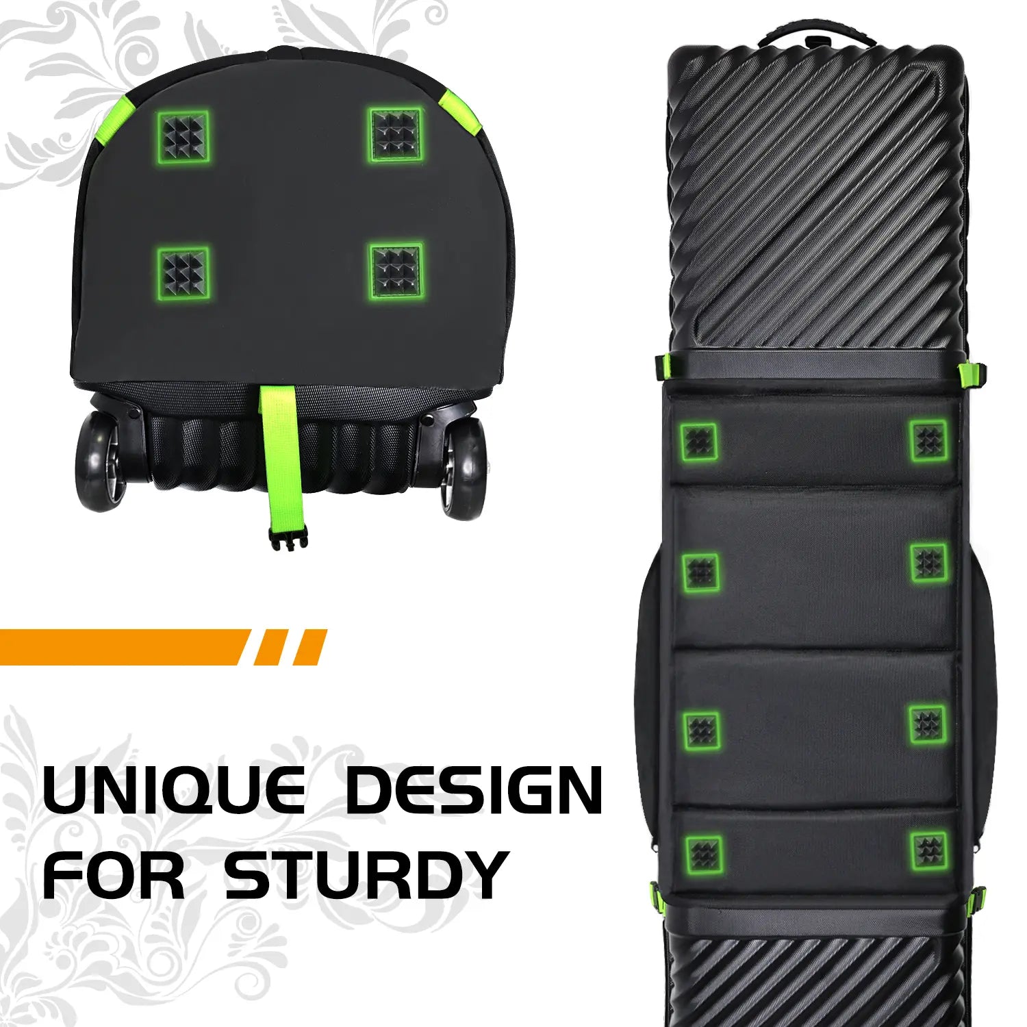 Yamato golf travel case heavy-duty bottom with reinforced corners and smooth-rolling wheels - Durable airport handling