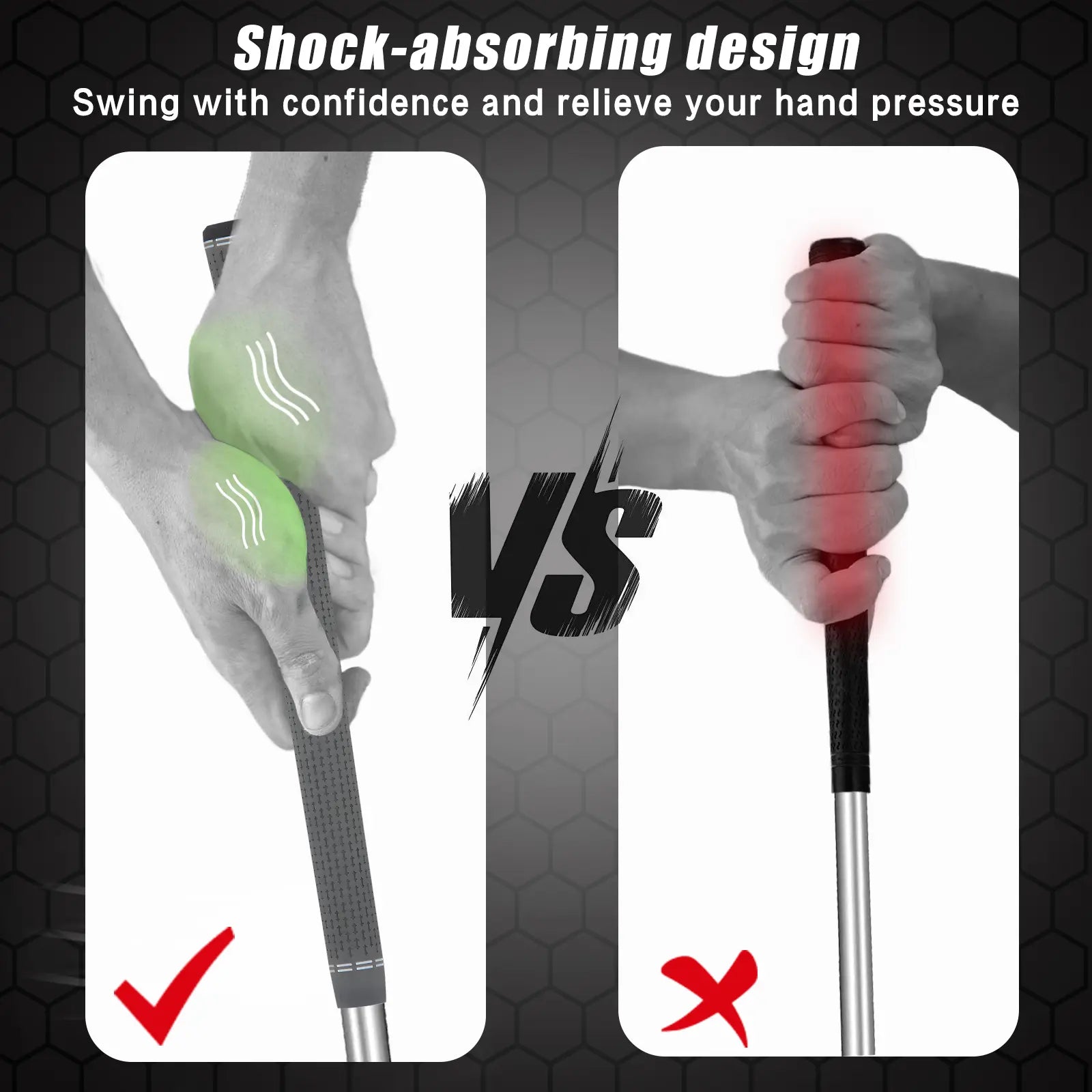 Shock absorption design of Yamato gray golf grips – reduces vibration for a more comfortable swing.