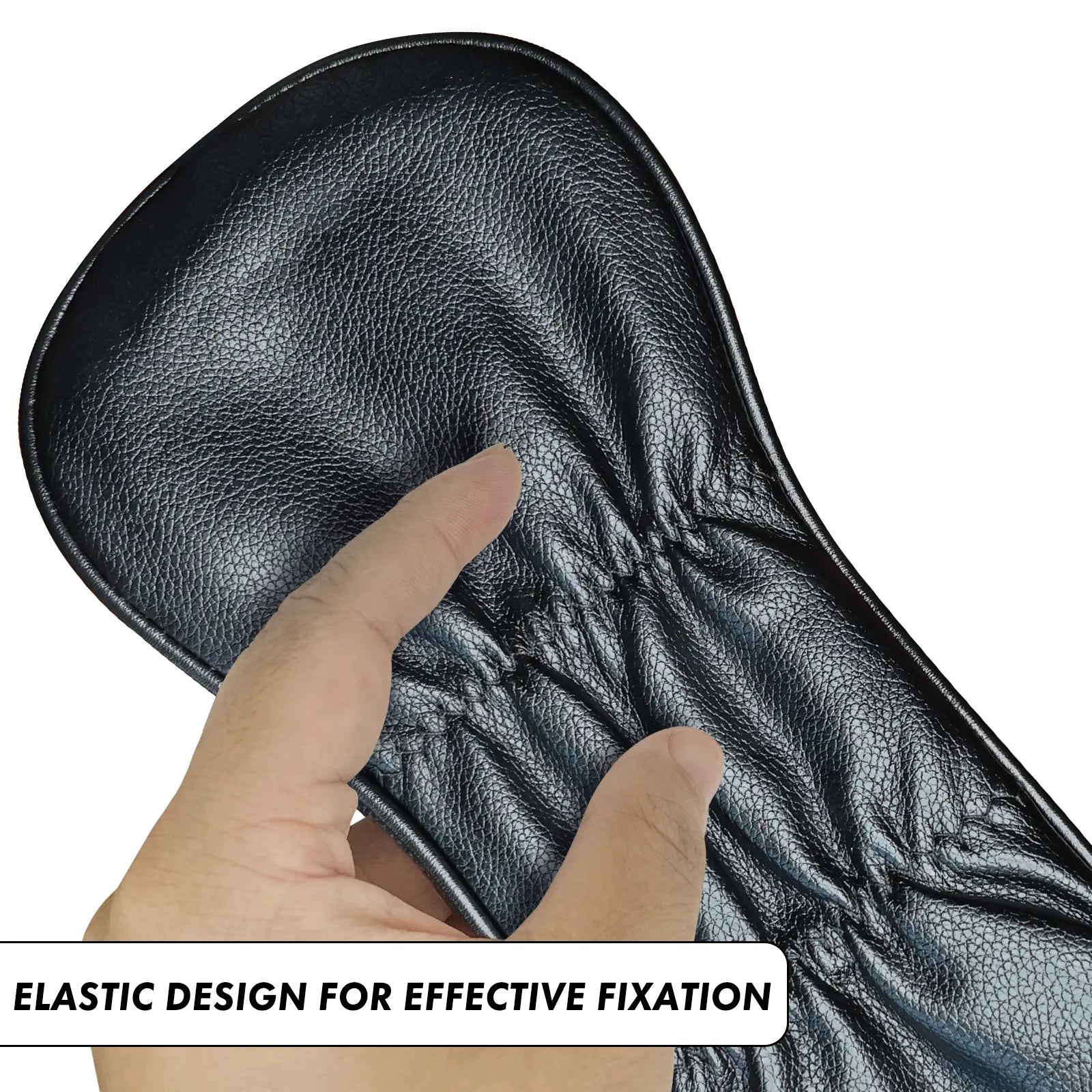Back view of Yamato black lion golf head cover with elastic band for secure fit