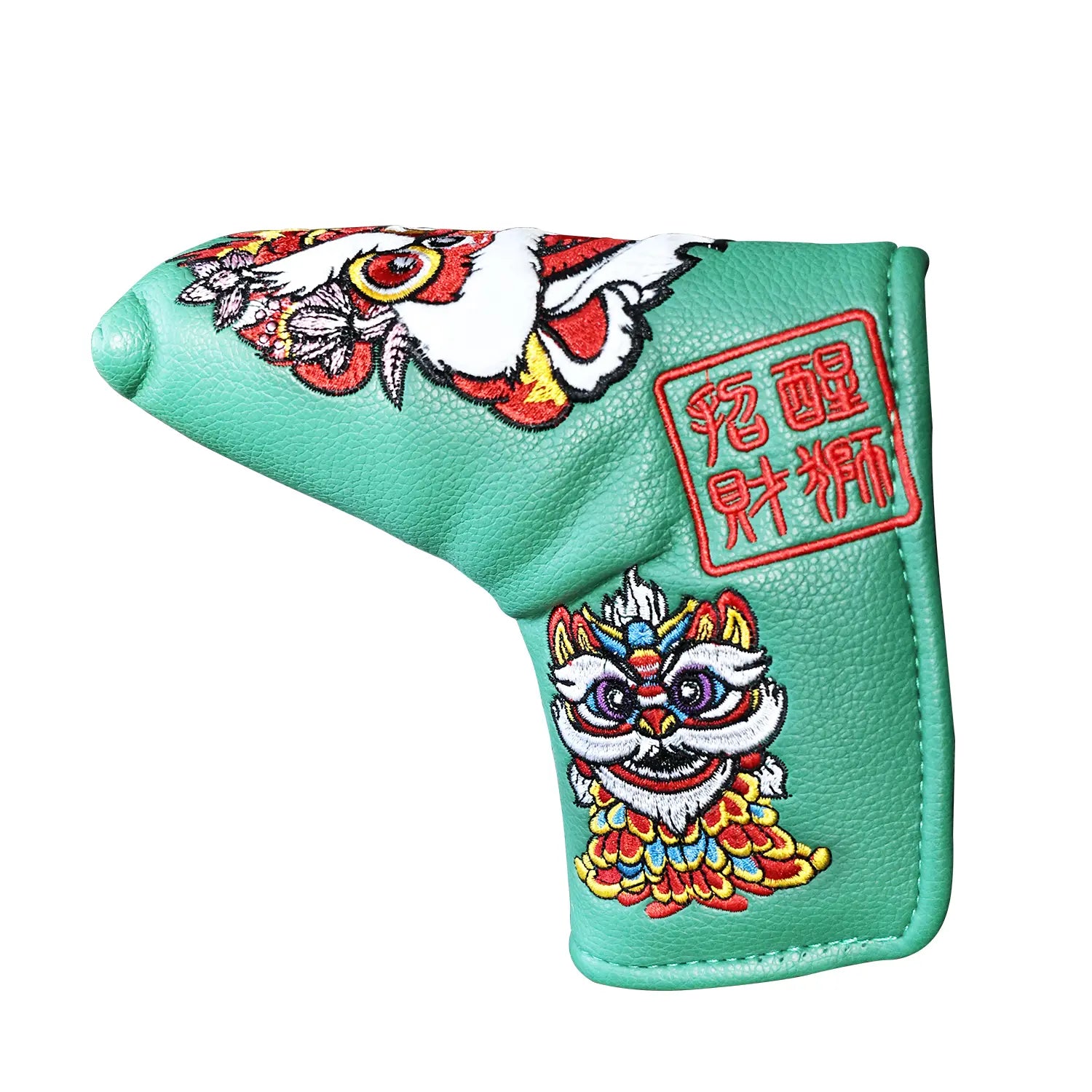 Close-up of driver head cover from Yamato green lion set