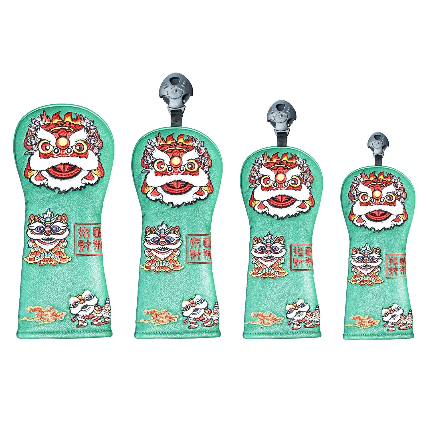 4a-piece set display of Yamato green lion golf head covers