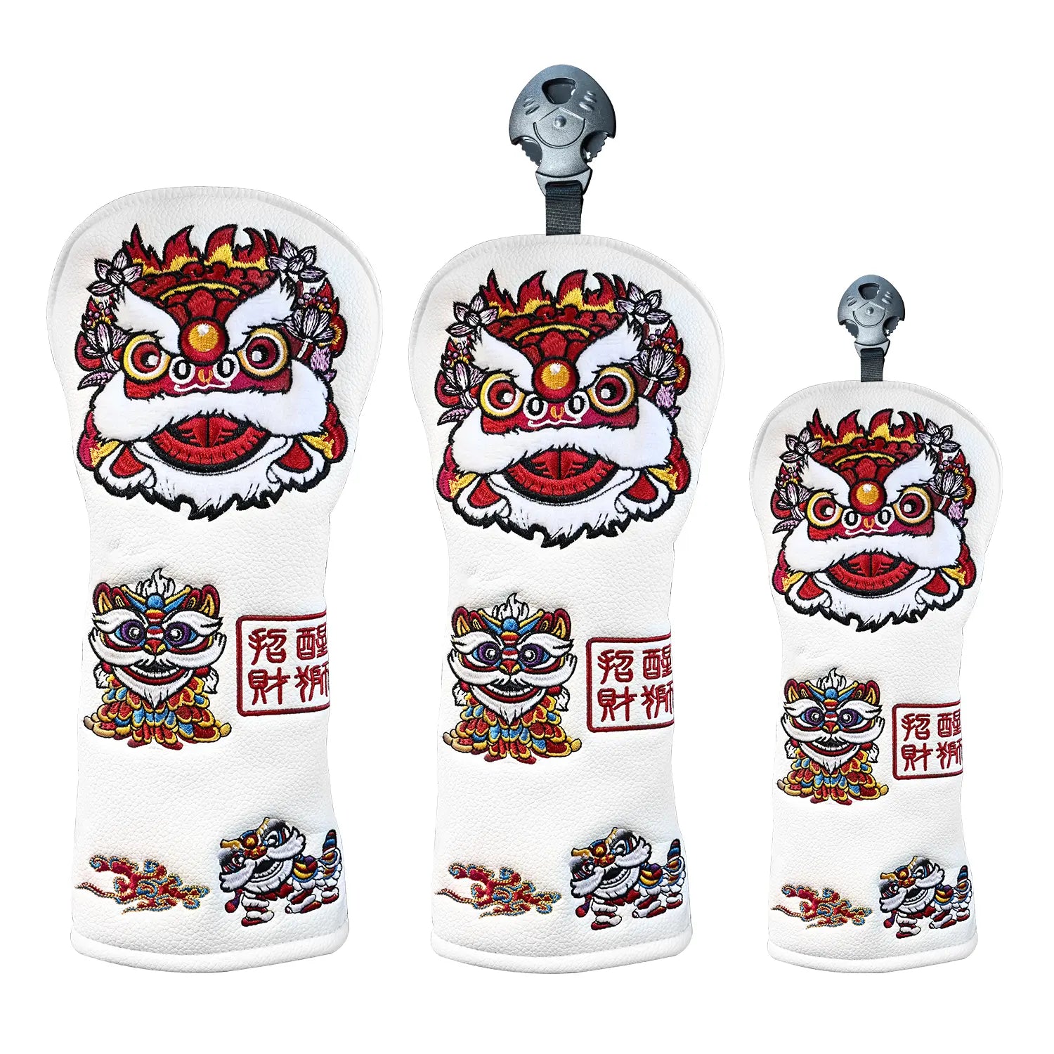 Display of Yamato white lion head cover 3-piece set arrangement