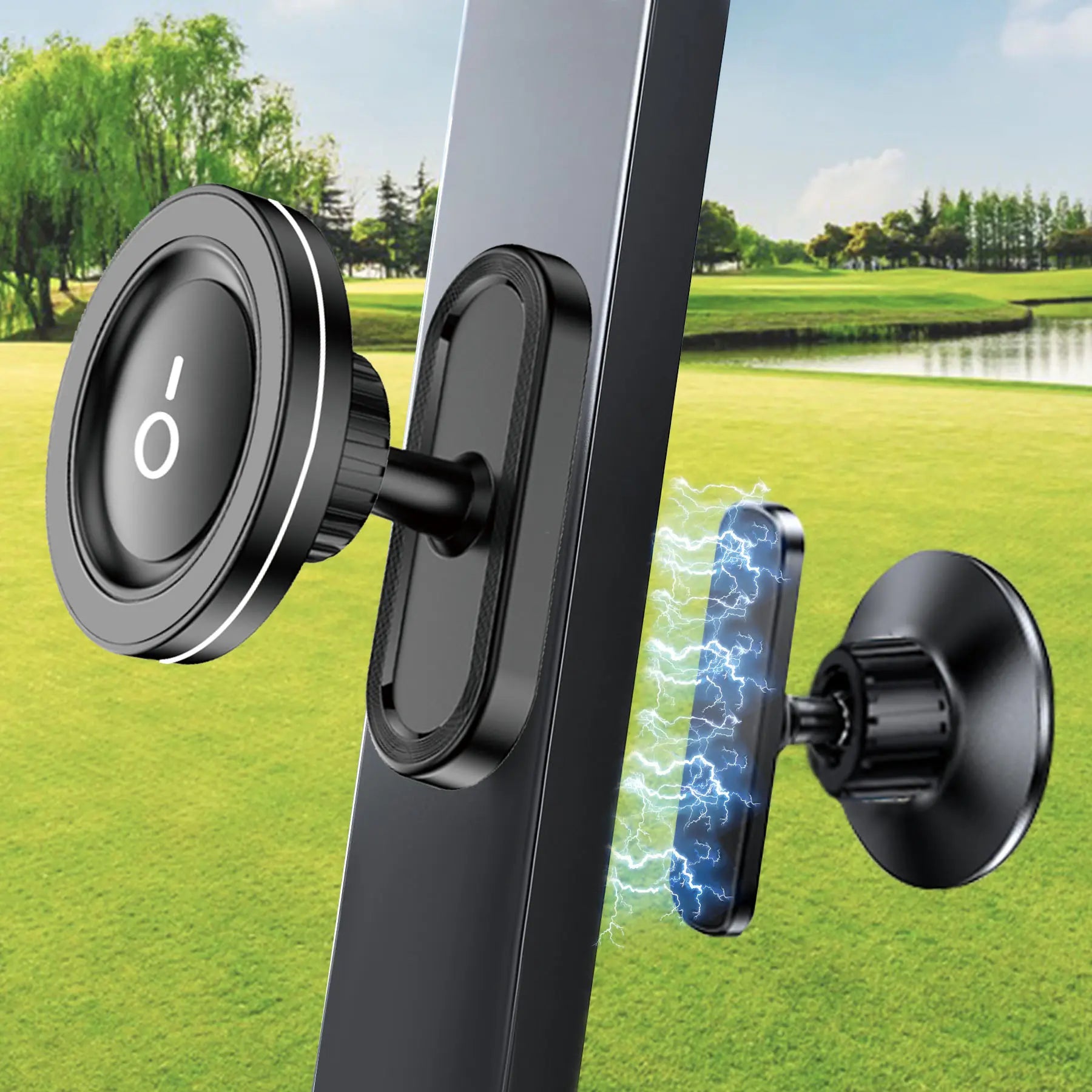 Yamato Magnetic Golf Cart Phone Mount – Ultra Strong N52 Magnet 360° Rotating Aluminum Alloy Holder for iPhone & All Smartphones