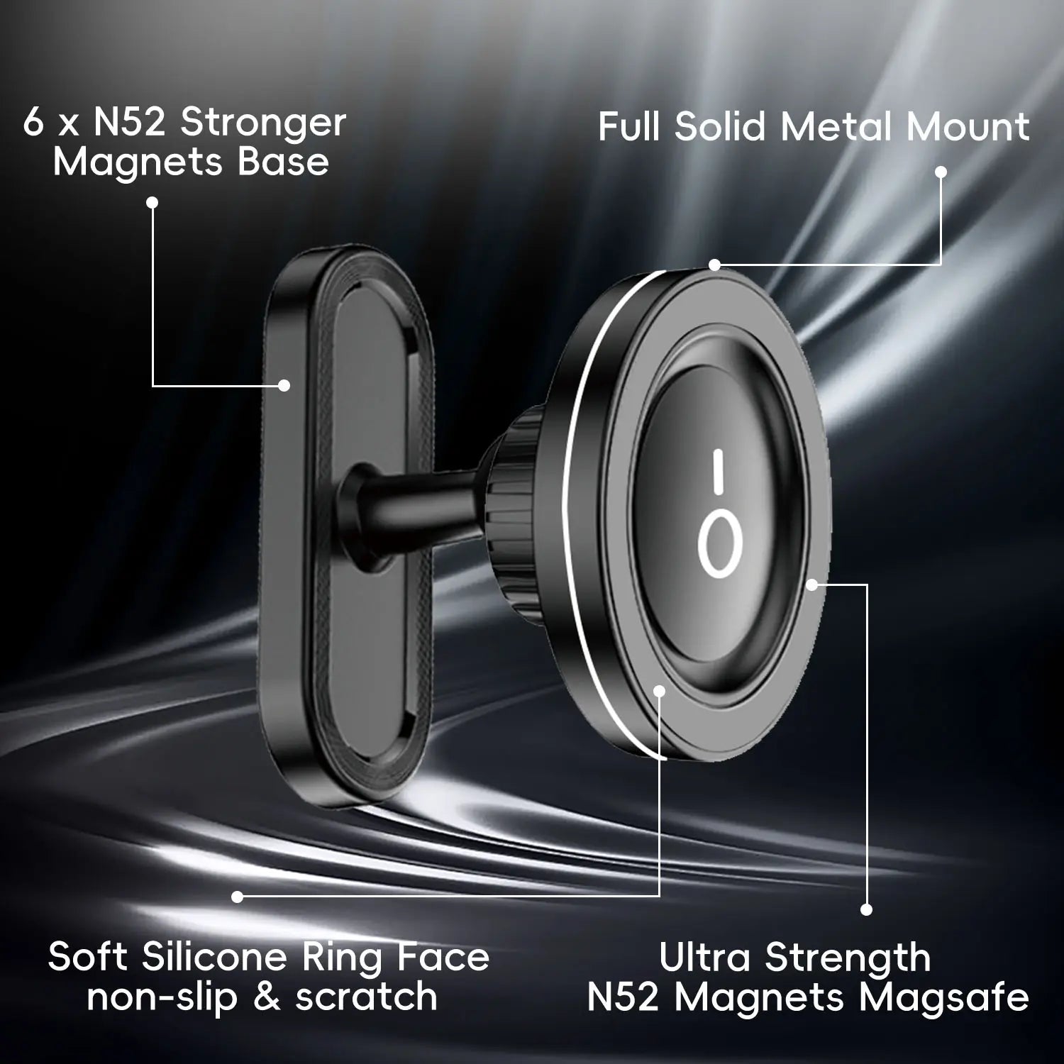 Yamato Magnetic Golf Cart Phone Mount – Ultra Strong N52 Magnet 360° Rotating Aluminum Alloy Holder for iPhone & All Smartphones