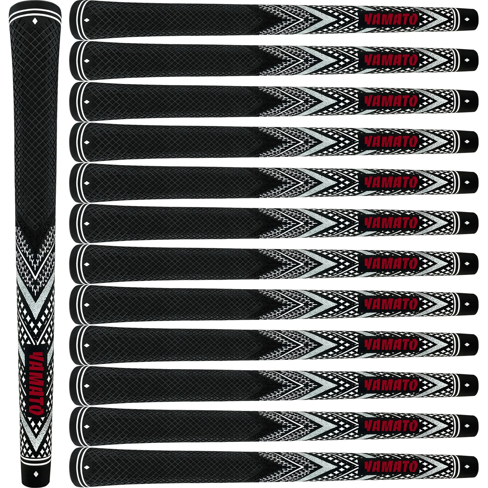 Yamato white golf grips 13pcs set front view, all-weather performance, standard or midsize