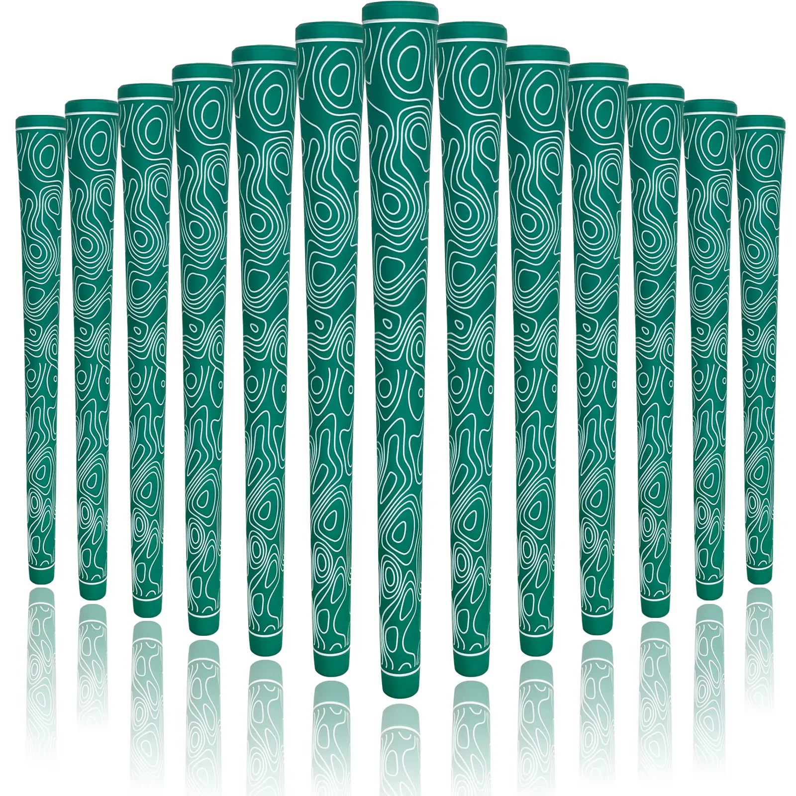 Front view of Yamato women's green white wave golf grips 13-pack