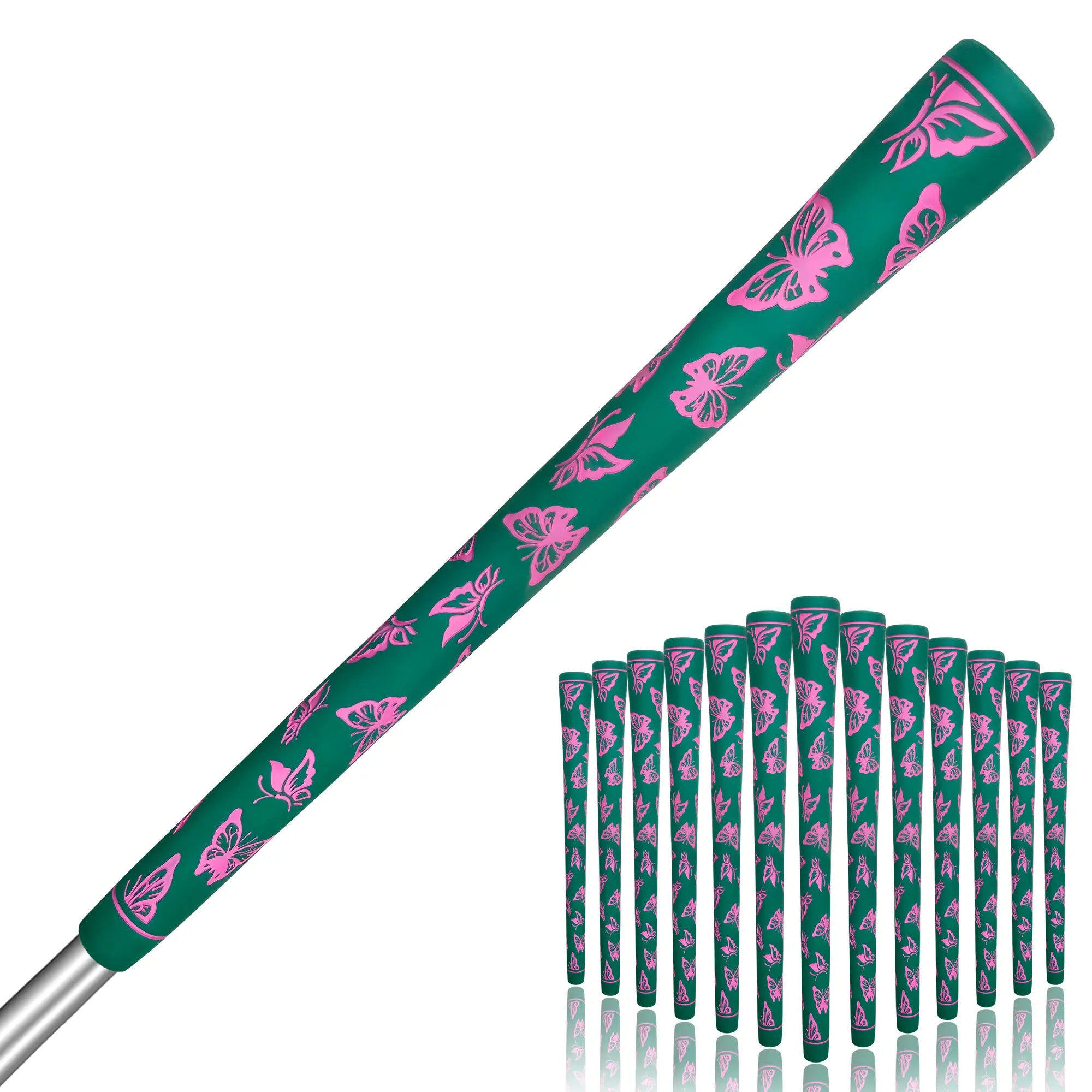 Single display of Yamato women's golf grip green pink butterfly