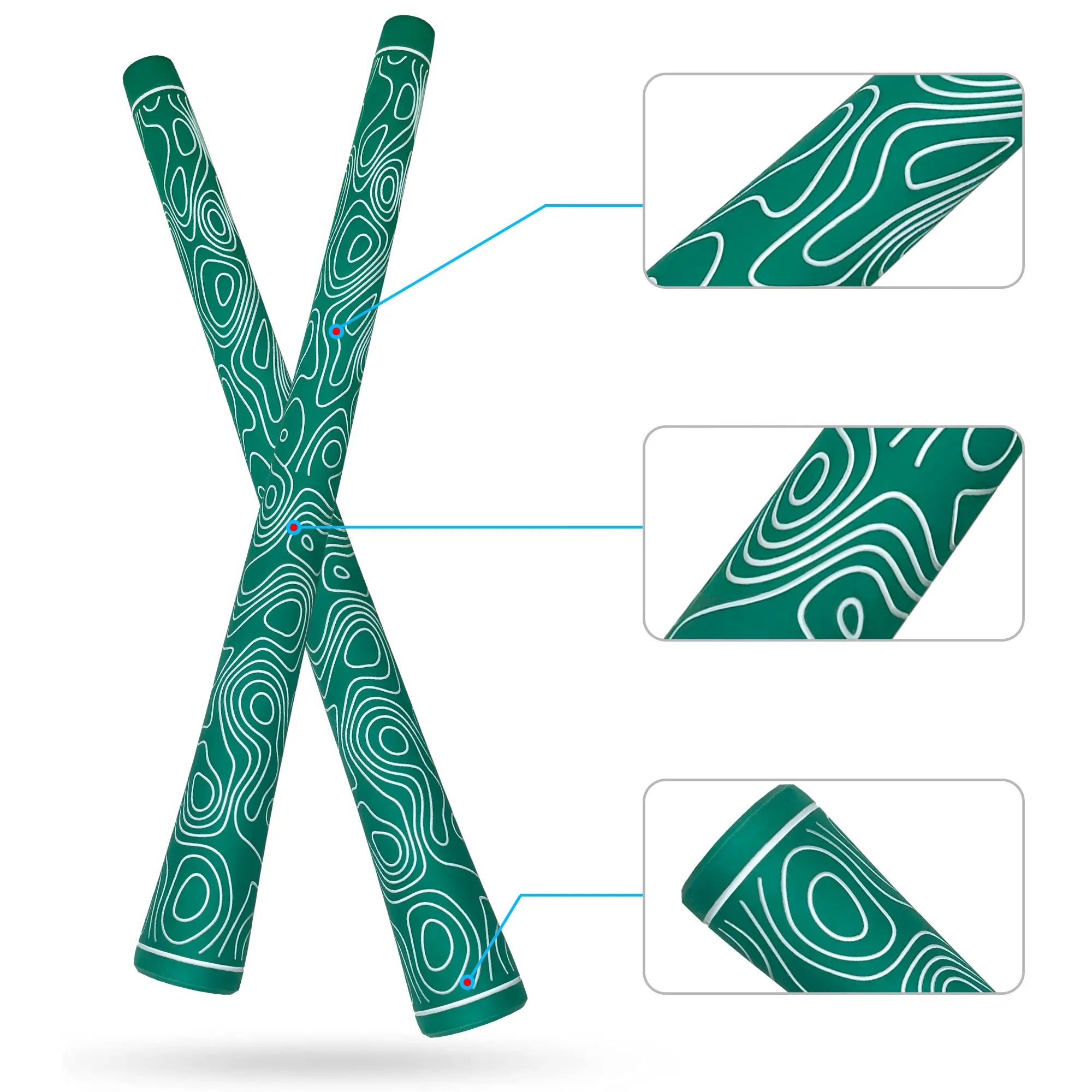 Close-up of three-segment design Yamato women's golf grip green white wave