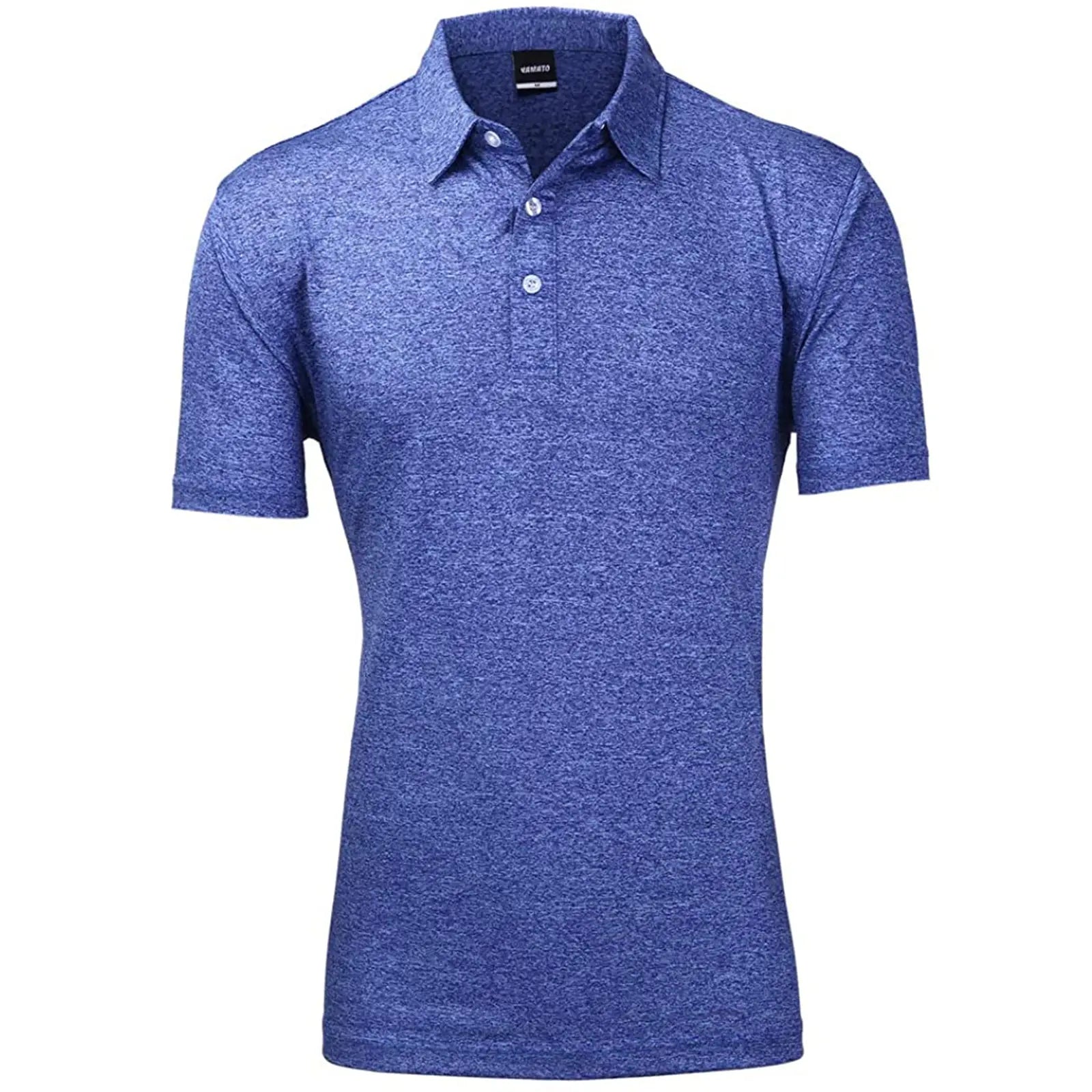 Front view of Yamato Men's Slim Fit Golf Polo in blue, worn by a model.