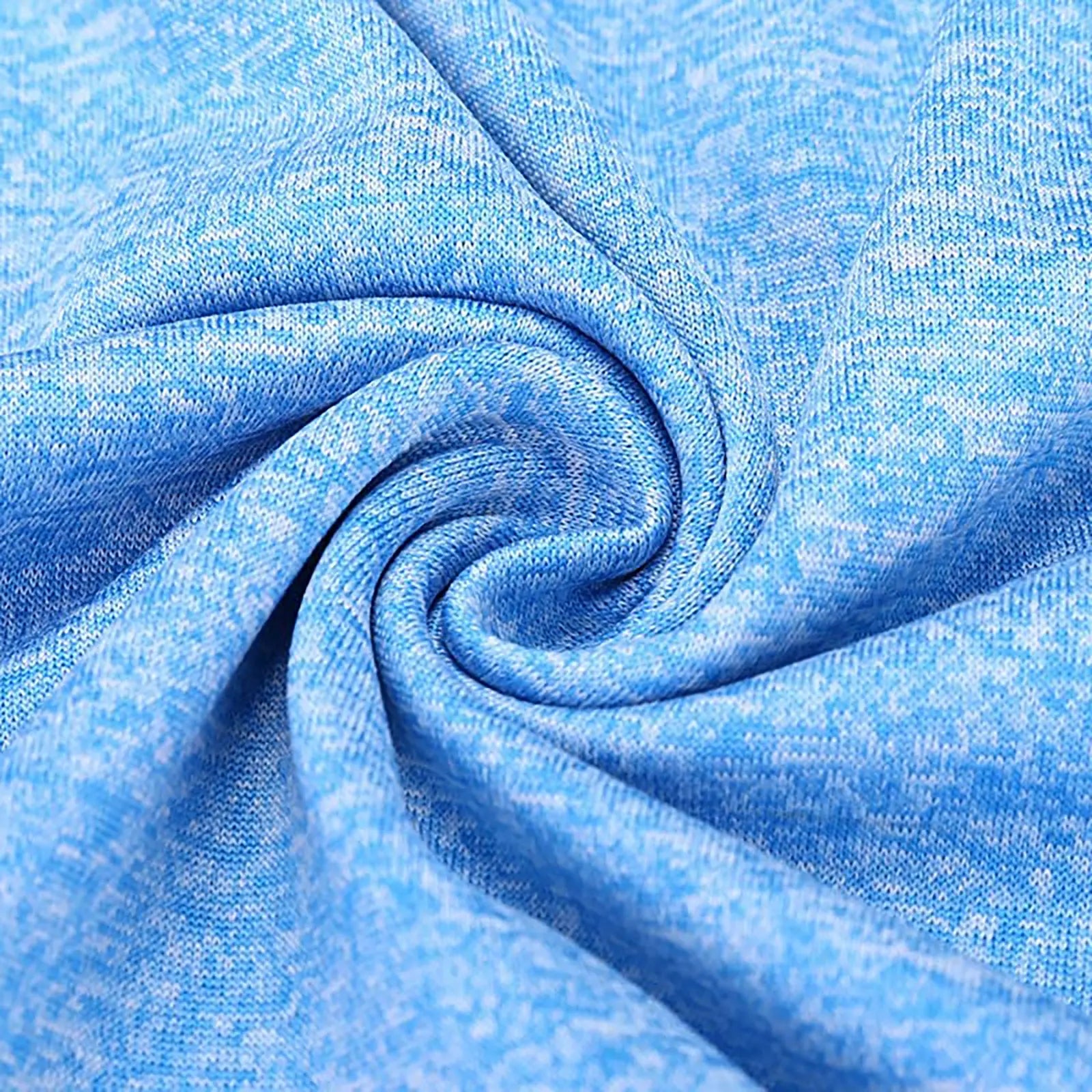 Close-up of fabric texture of Yamato Men's Slim Fit Golf Polo in light blue, showing lightweight and moisture-wicking properties.
