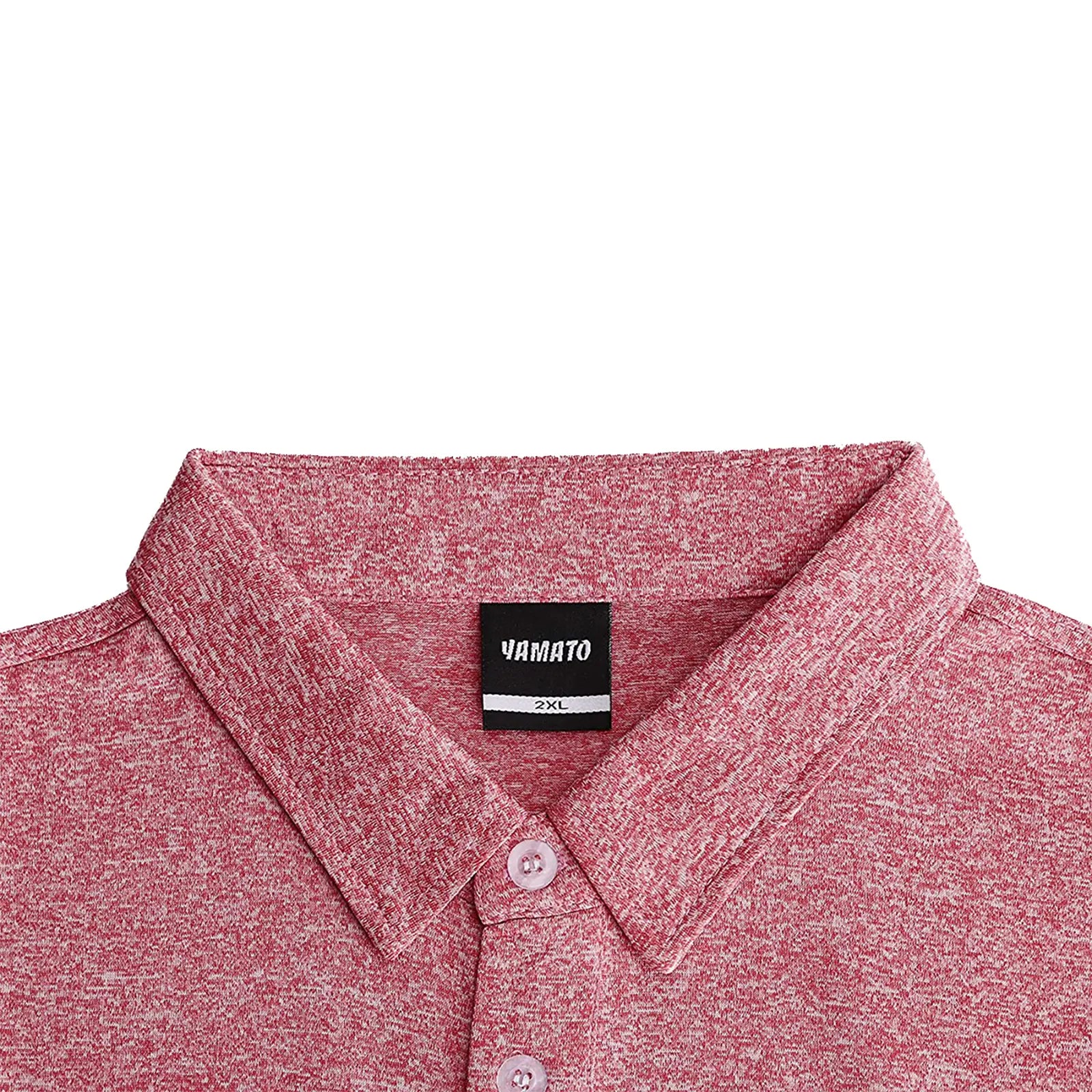 Close-up of brand label inside Yamato Men's Slim Fit Golf Polo in pink.