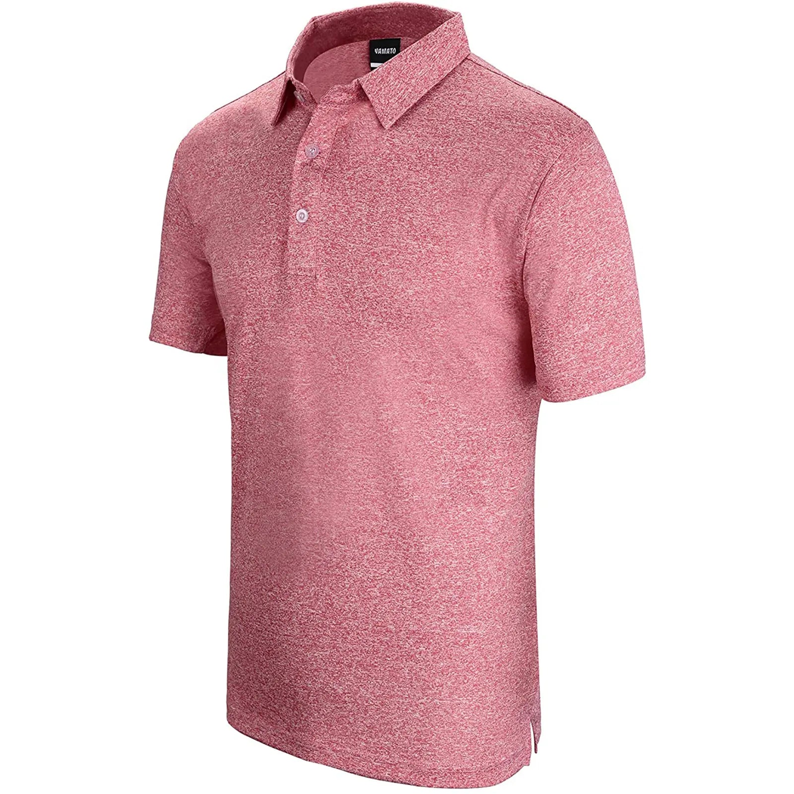 Side view of Yamato Men's Slim Fit Golf Polo in pink, showing slim fit silhouette.