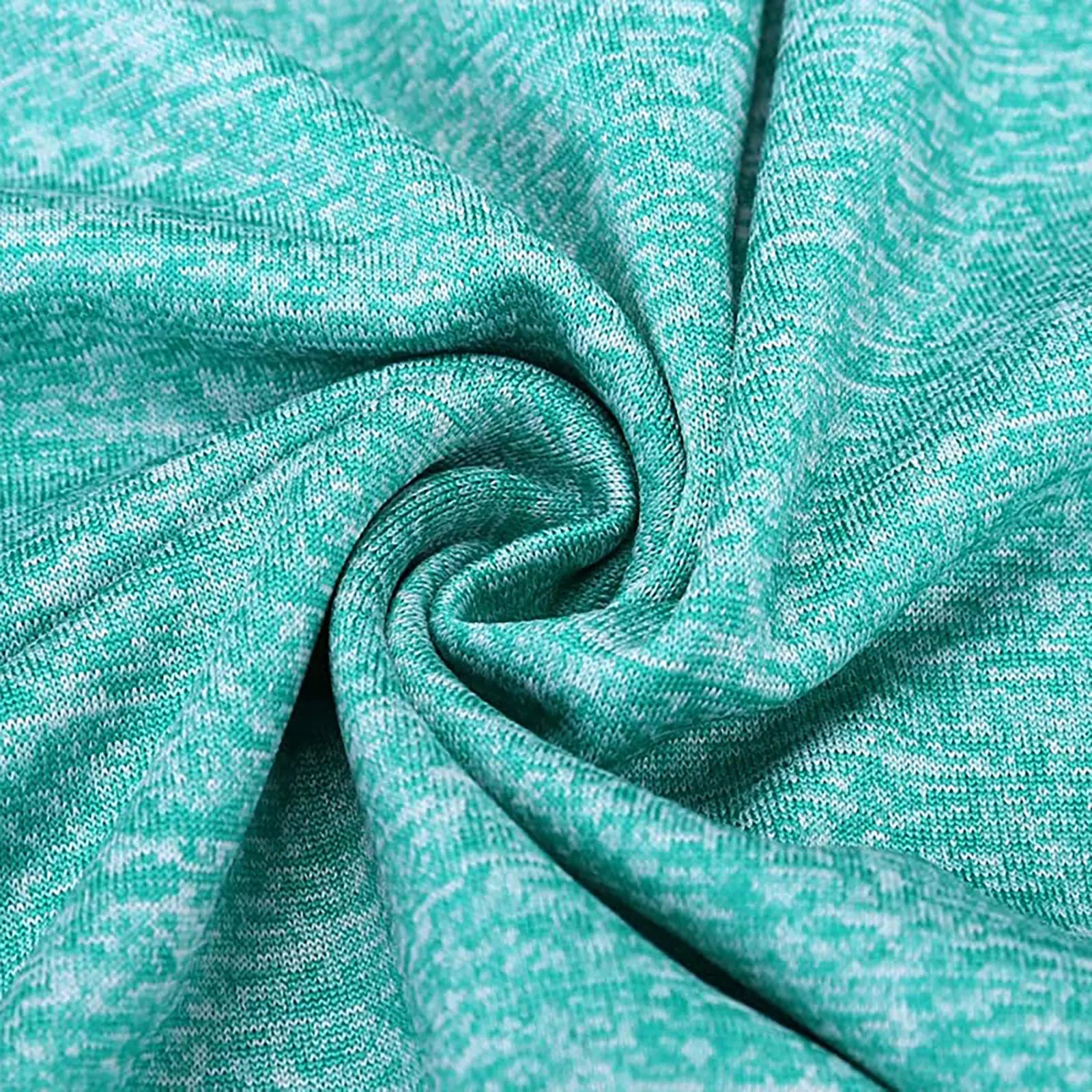 Close-up of fabric texture of Yamato Men's Slim Fit Golf Polo in turquoise, showing lightweight and moisture-wicking properties.